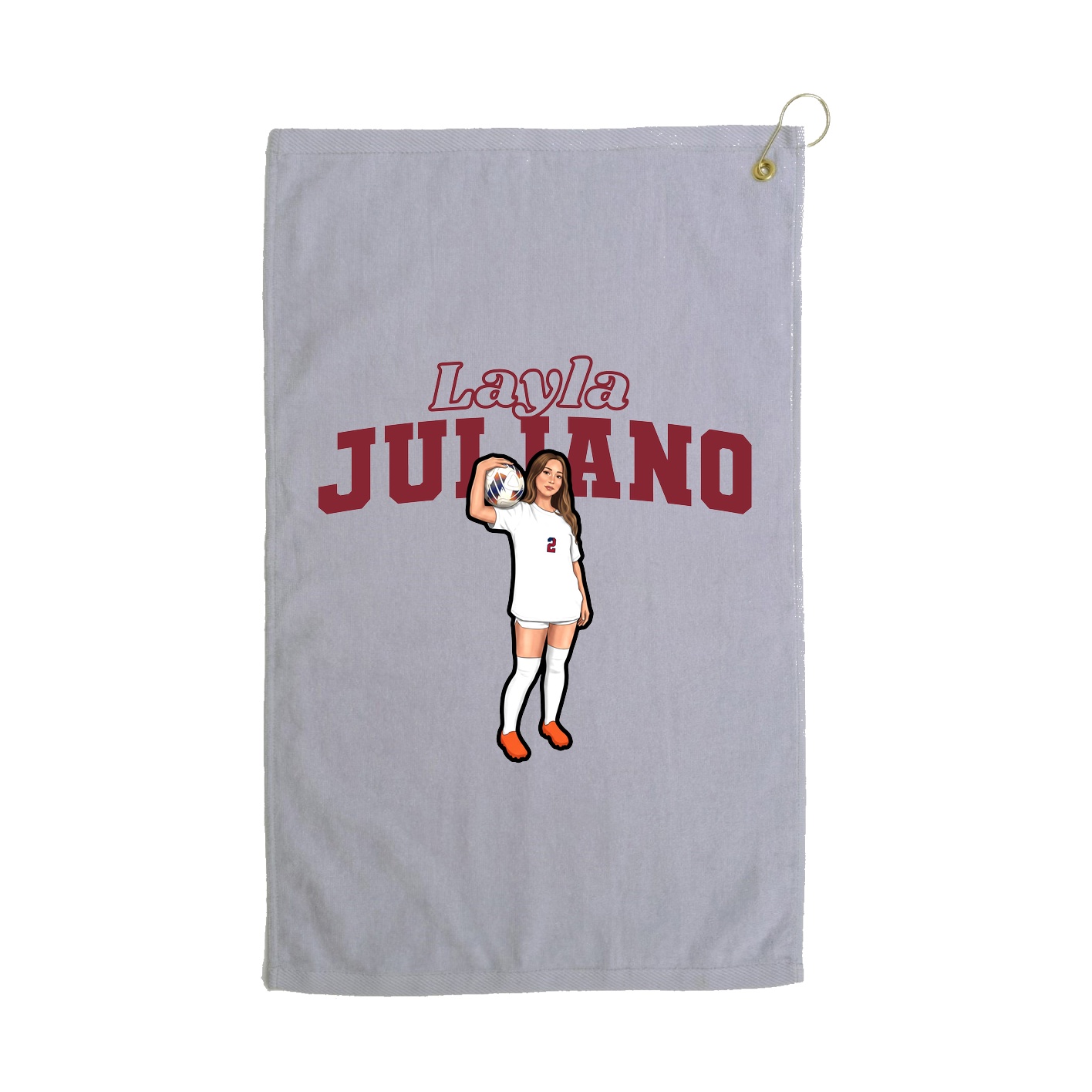 Golf Towel — Name Arch in Grey