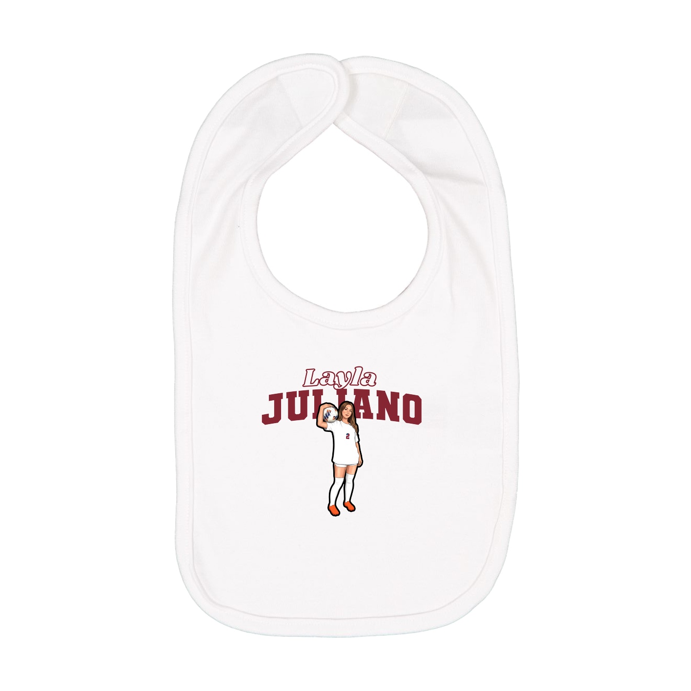 Infant Bib — Name Arch in White