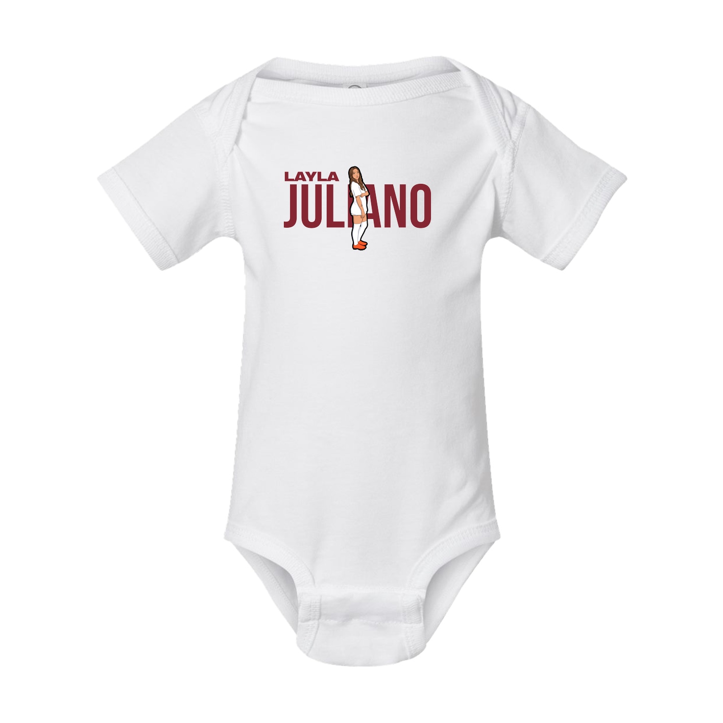 Baby Onesie — Player Name in White