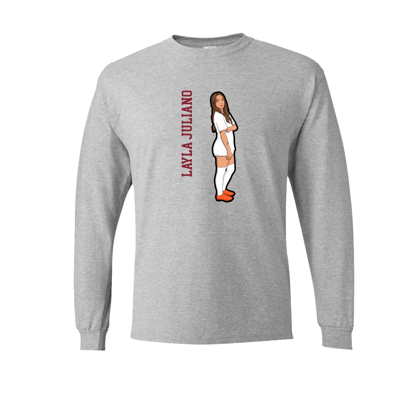 Long Sleeve Tee — Name Vertical in Grey