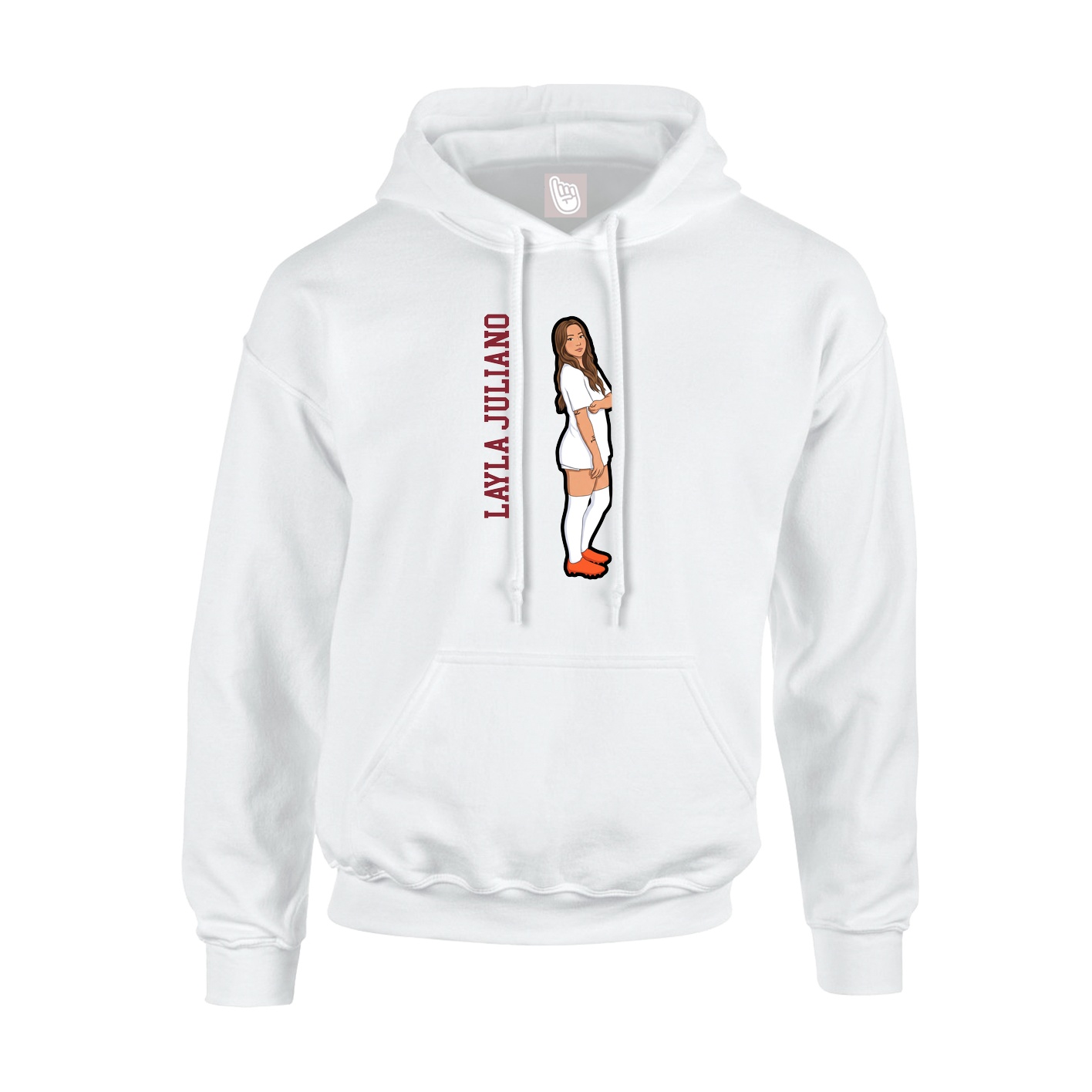 Youth Hoodie — Name Vertical in White