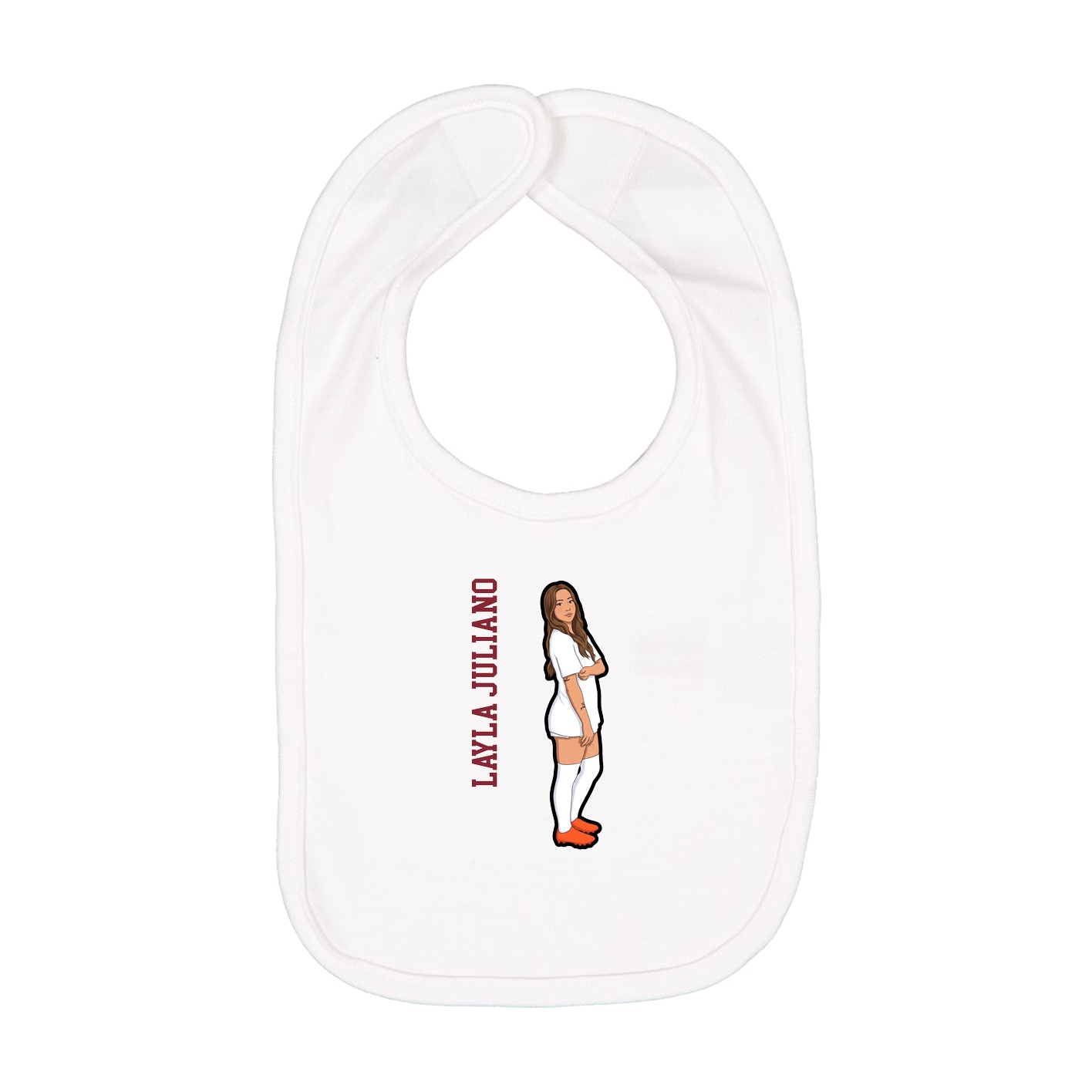 Infant Bib — Name Vertical in White