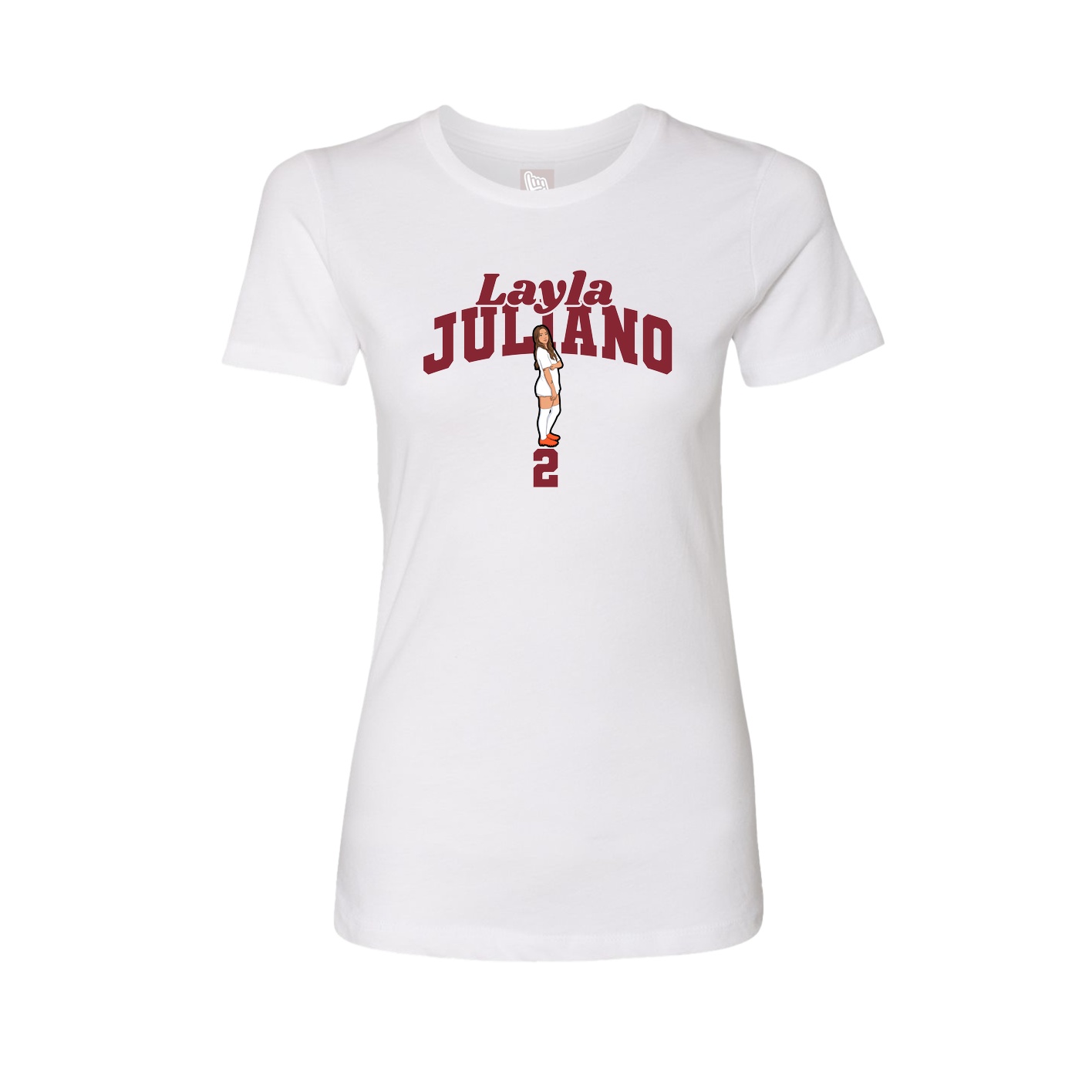 Fitted Women's Tee — Signature Arch in White