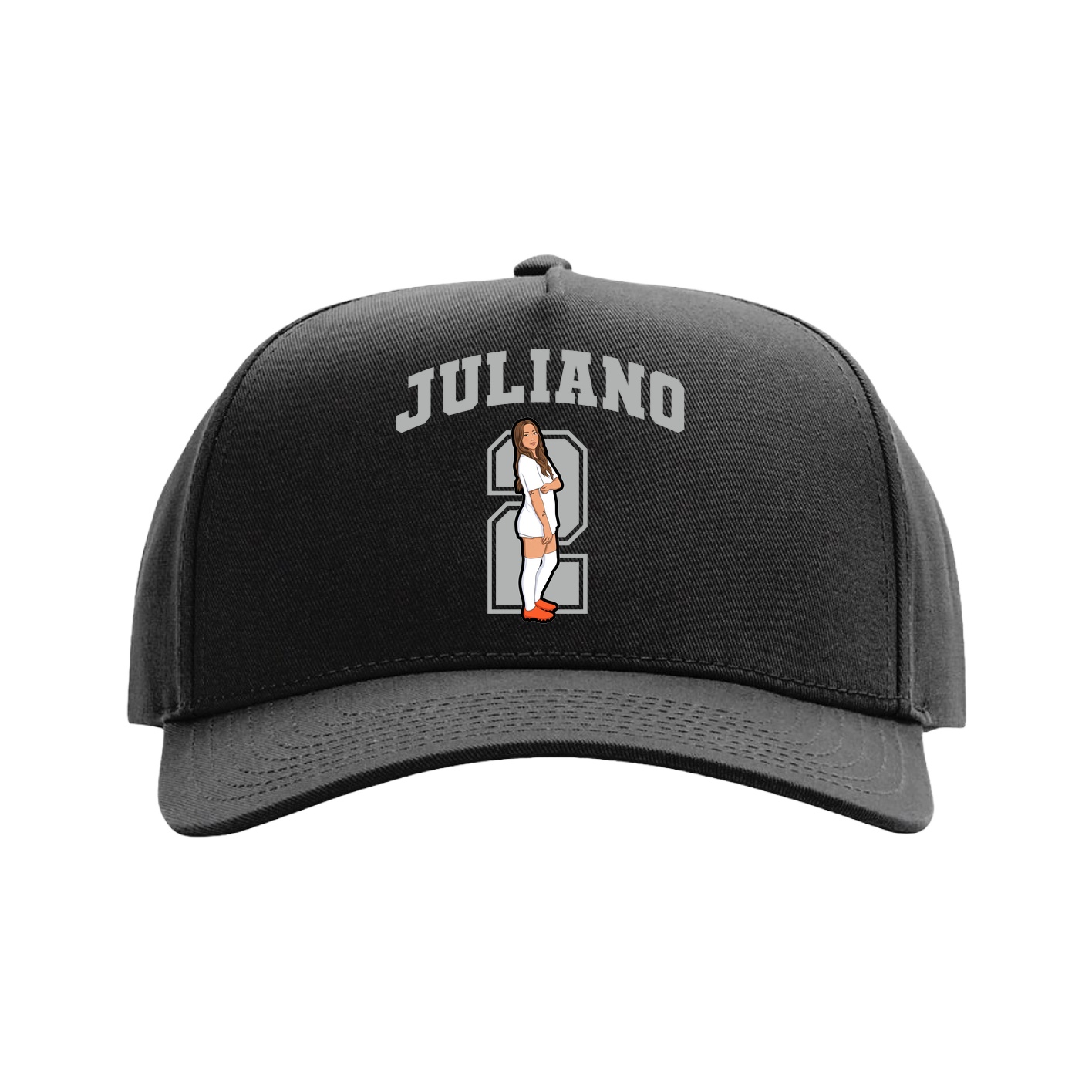 Full Fabric Five-Panel Champ Cap — Number in Black