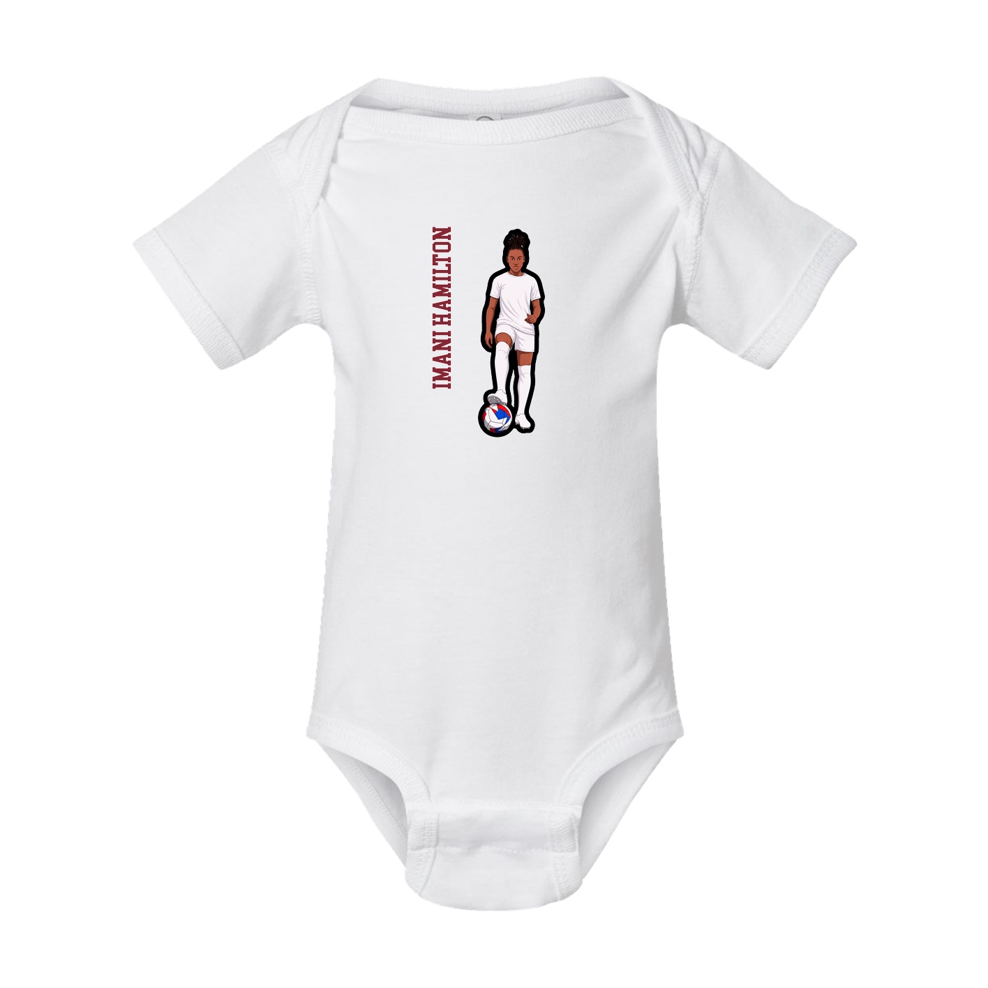 Baby Onesie — Name Vertical in White