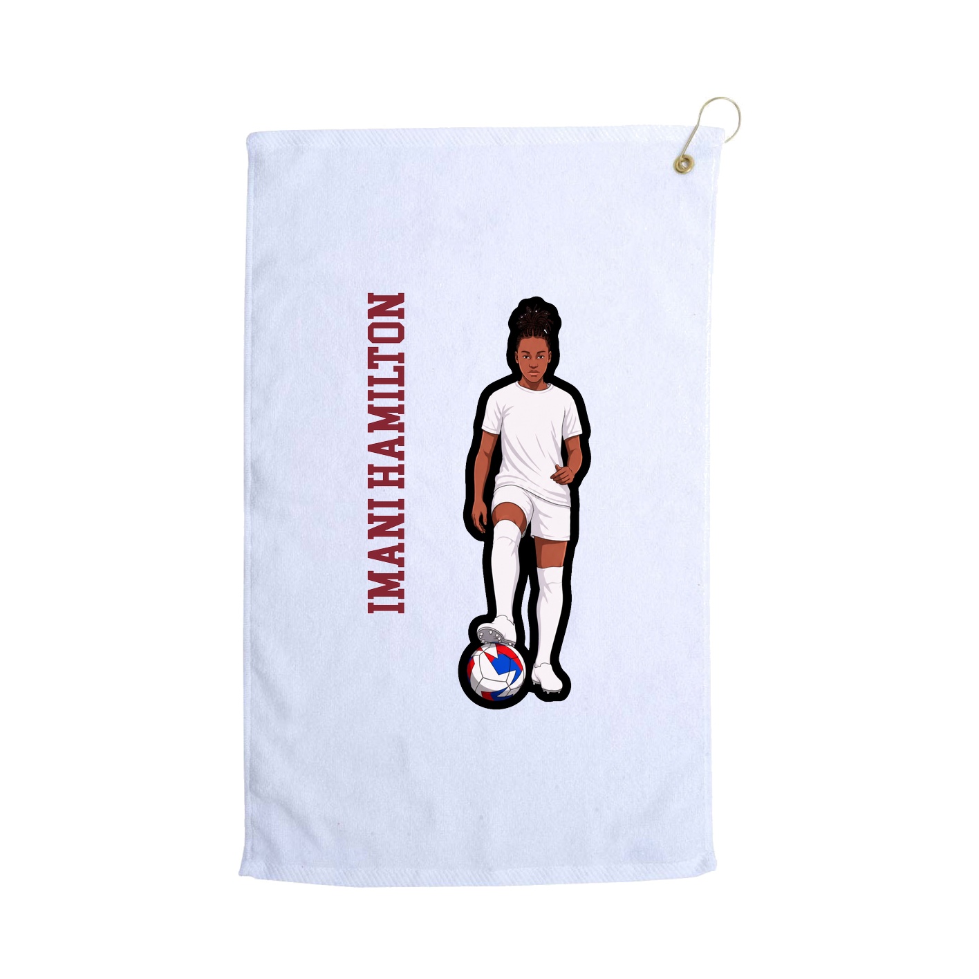 Golf Towel — Name Vertical in White