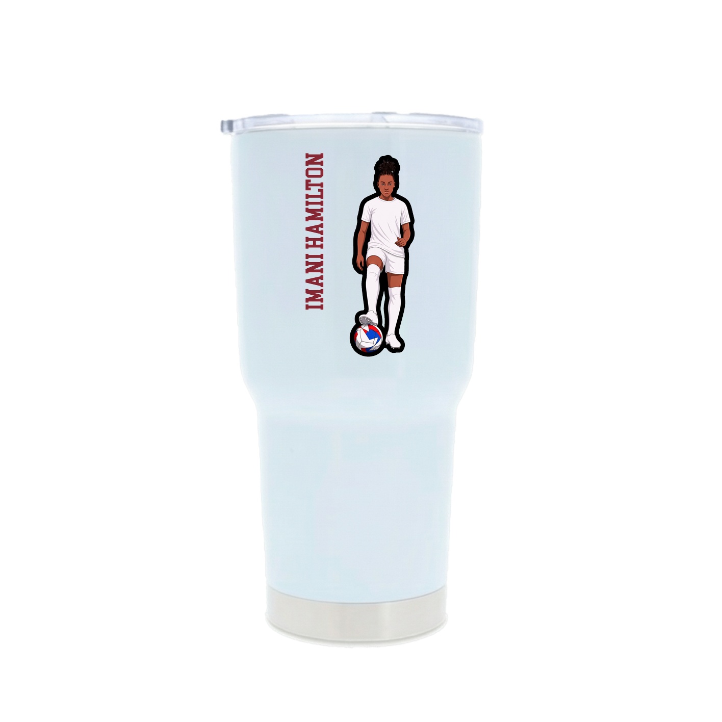 30oz Stainless Steel Tumbler — Name Vertical in White