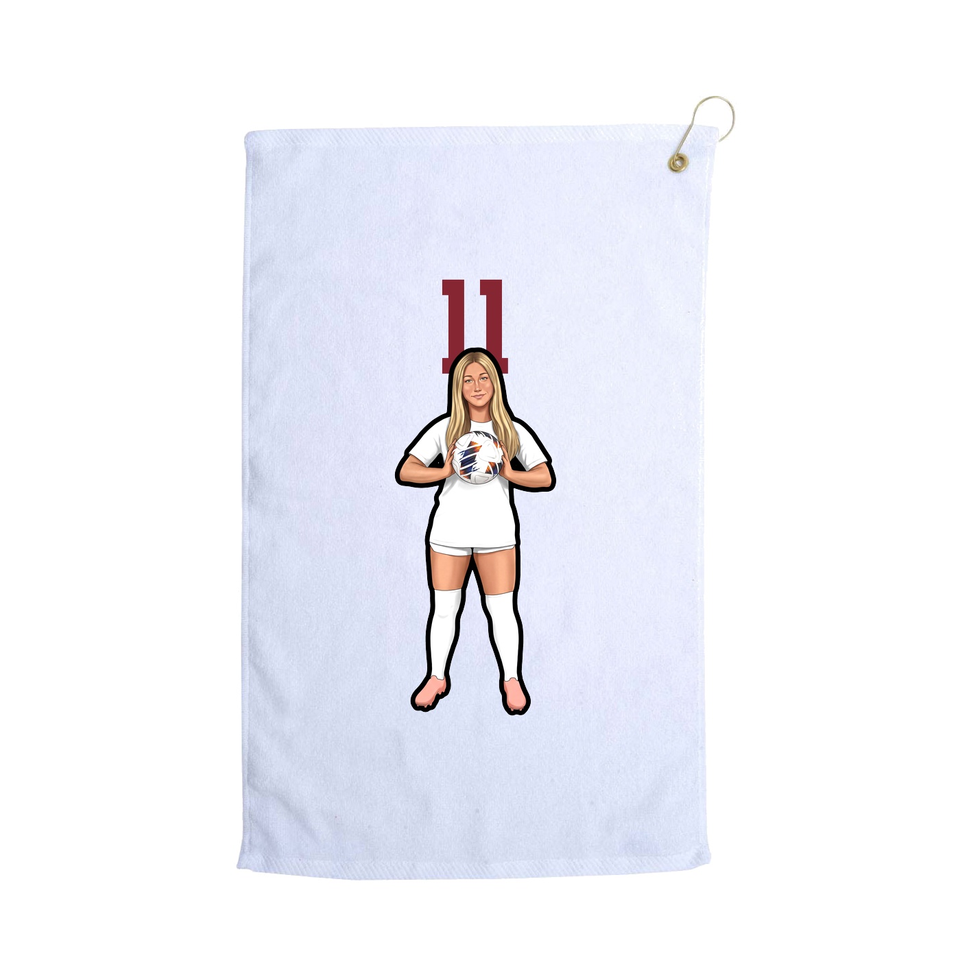 Golf Towel — Number Top in White