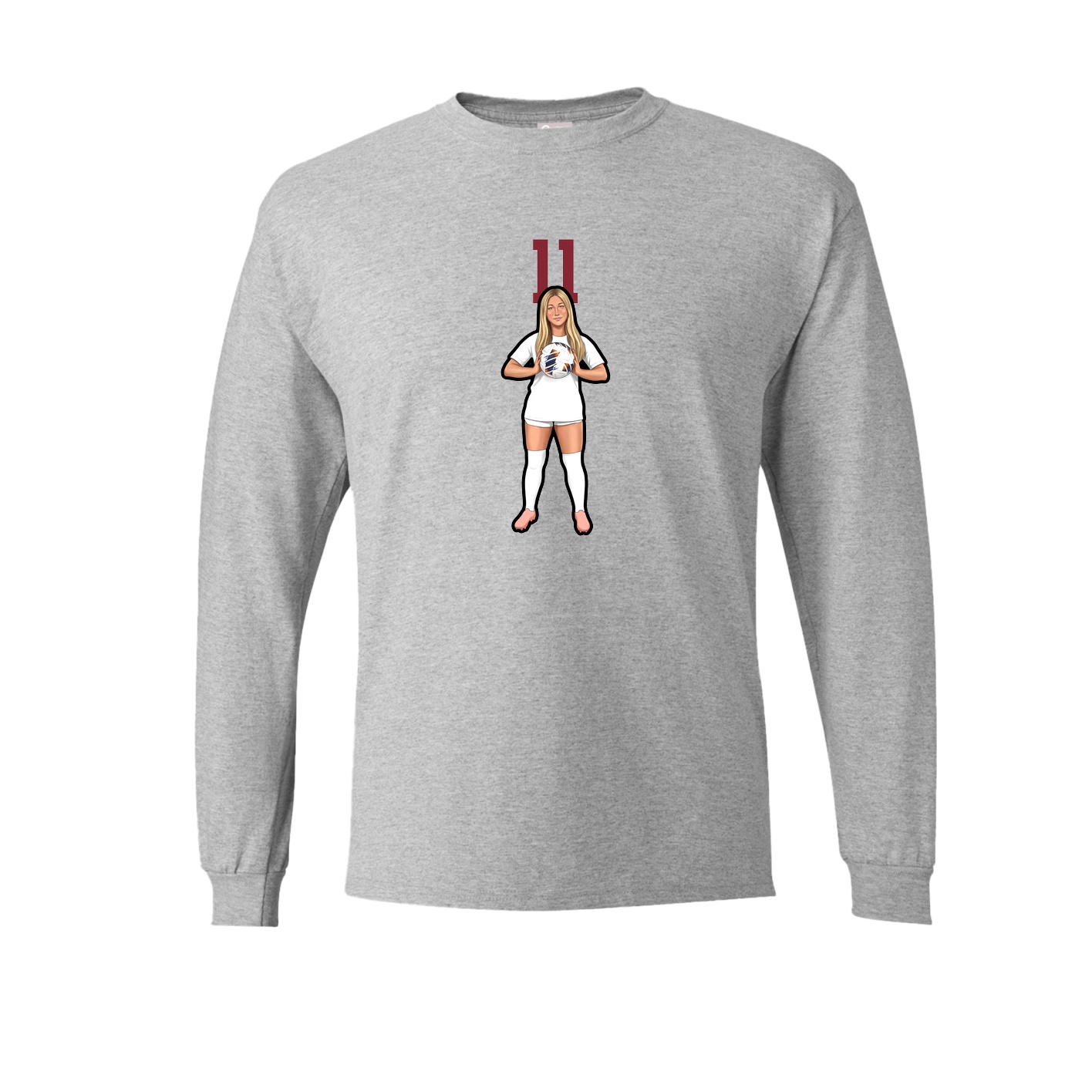 Long Sleeve Tee — Number Top in Grey