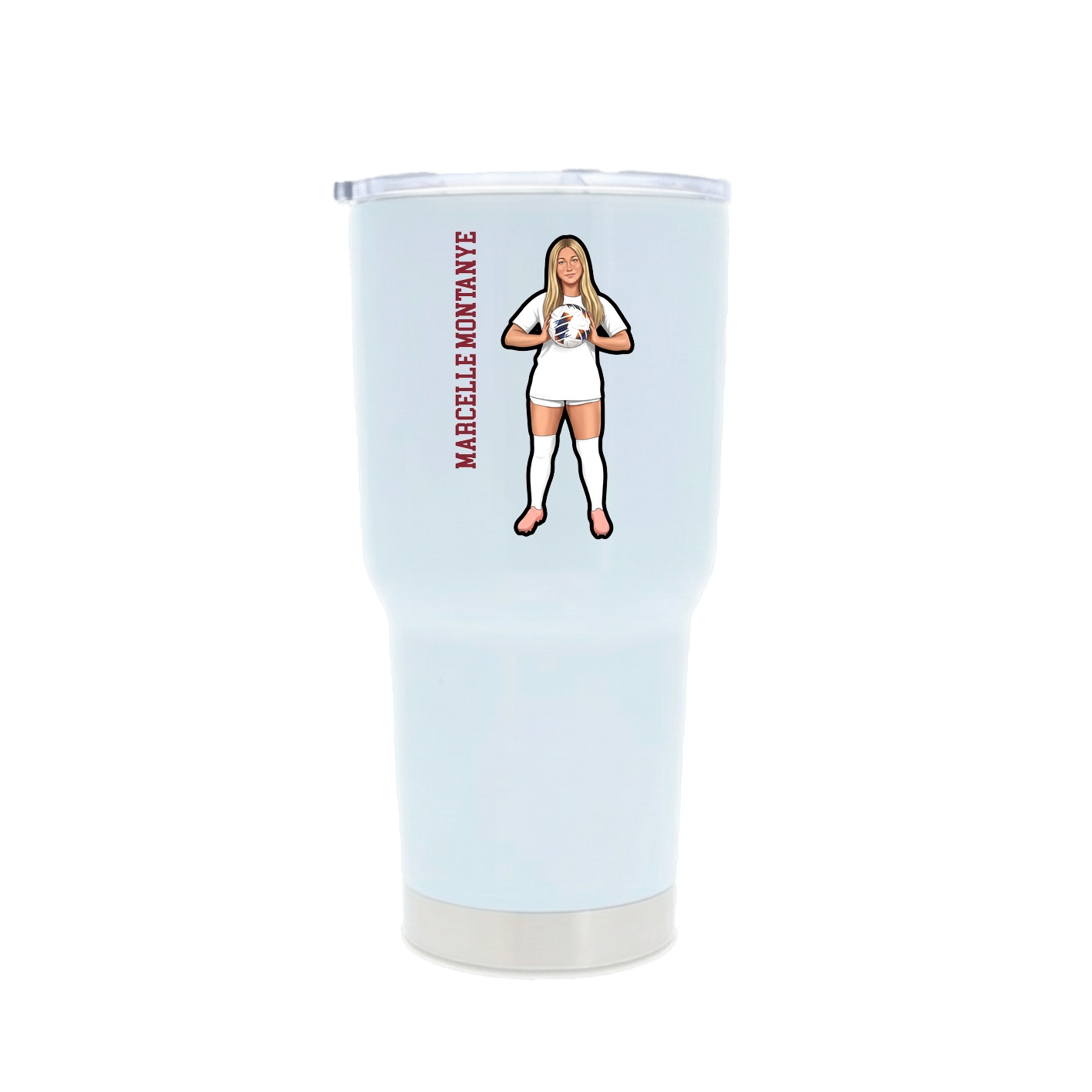 30oz Stainless Steel Tumbler — Name Vertical in White