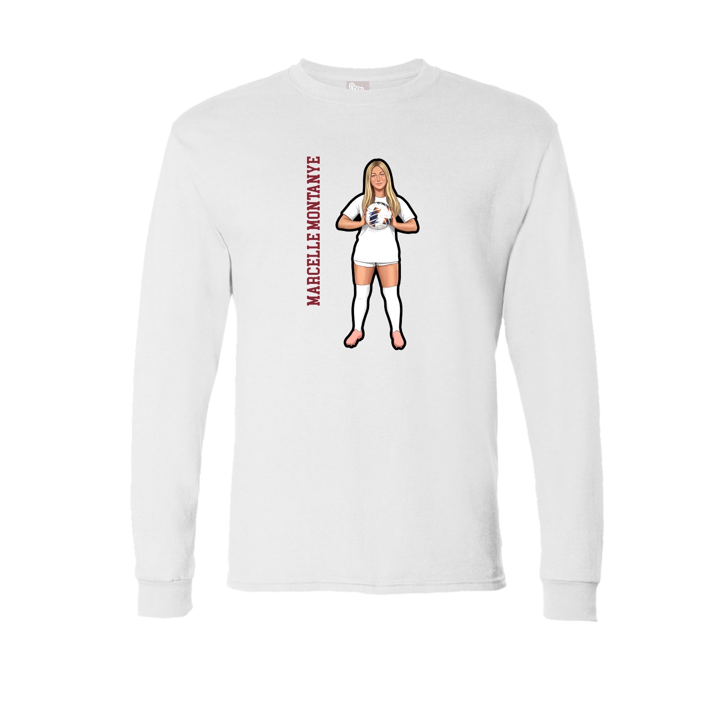 Long Sleeve Tee — Name Vertical in White