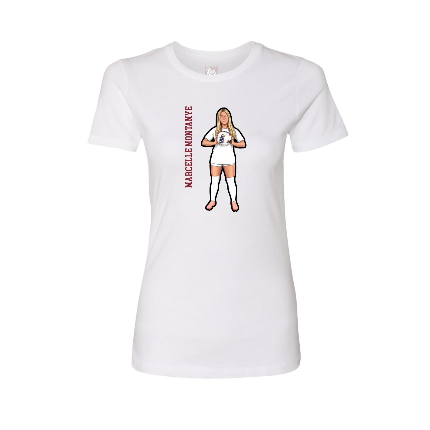 Fitted Women's Tee — Name Vertical in White