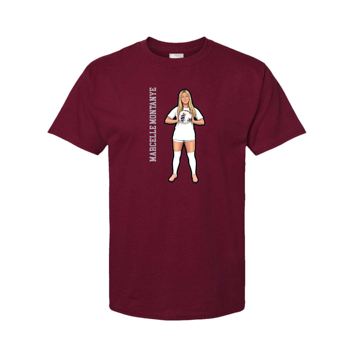 Youth Tee — Name Vertical in Cardinal