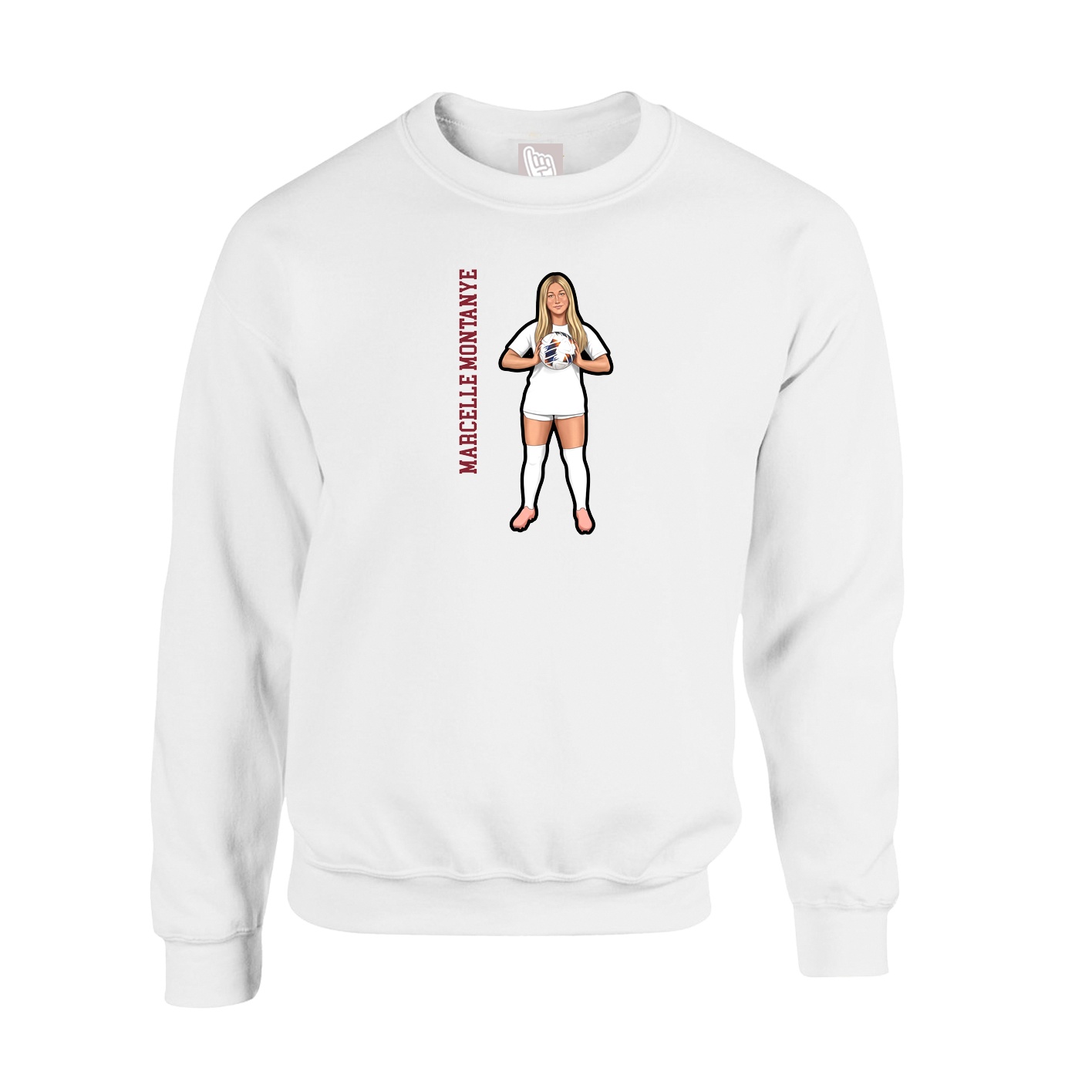 Fleece Crew — Name Vertical in White