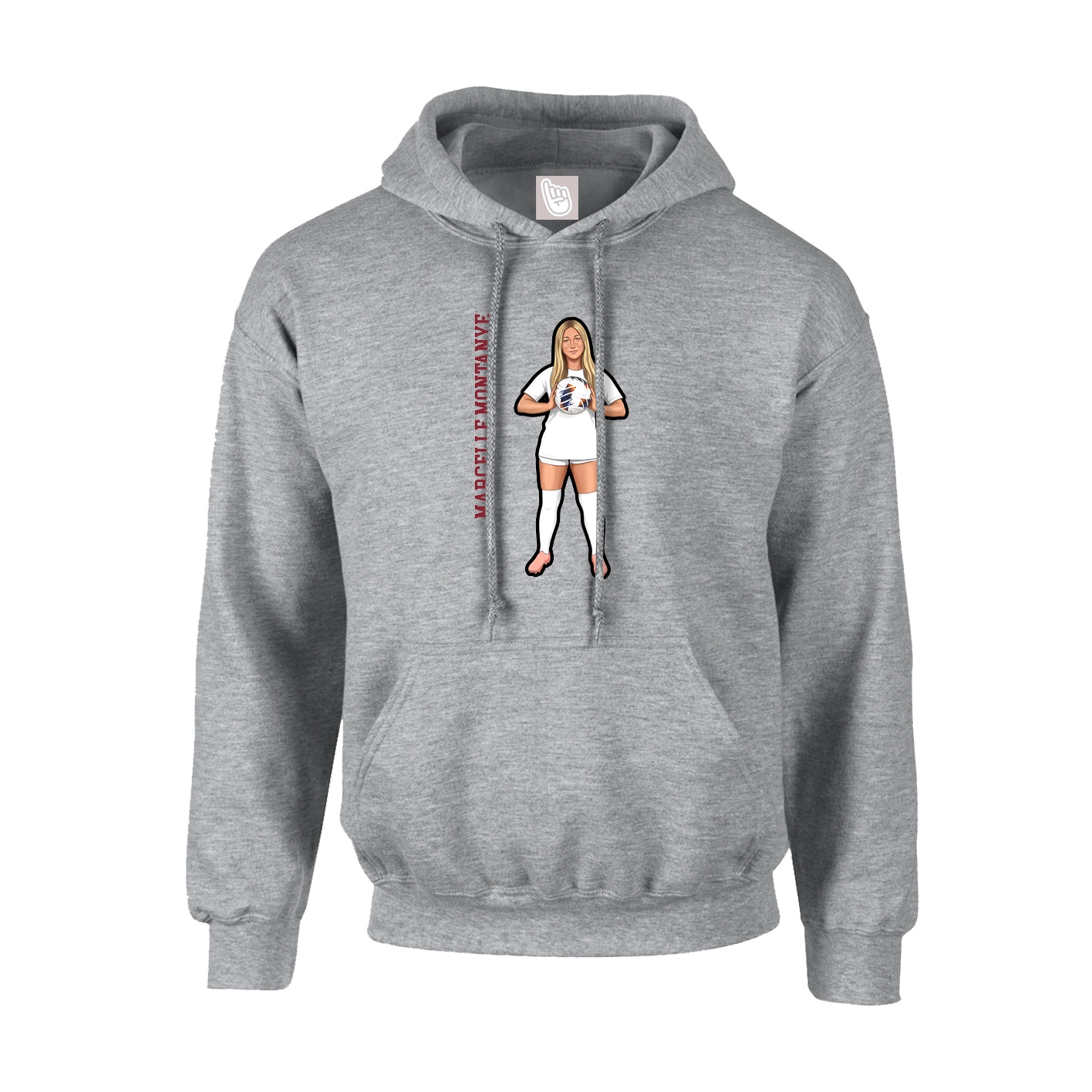 Youth Hoodie — Name Vertical in Grey