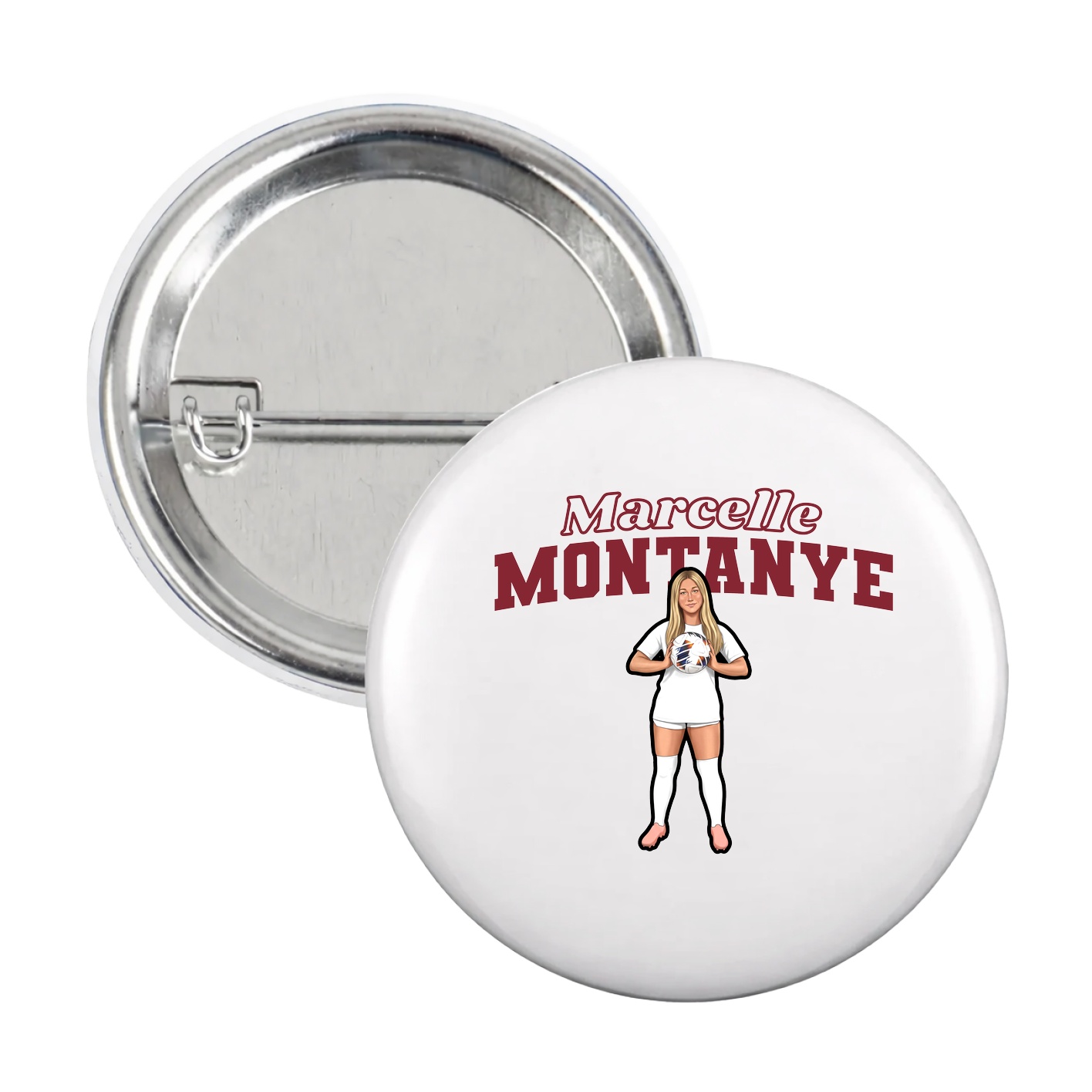 Game Day Button — Name Arch in White
