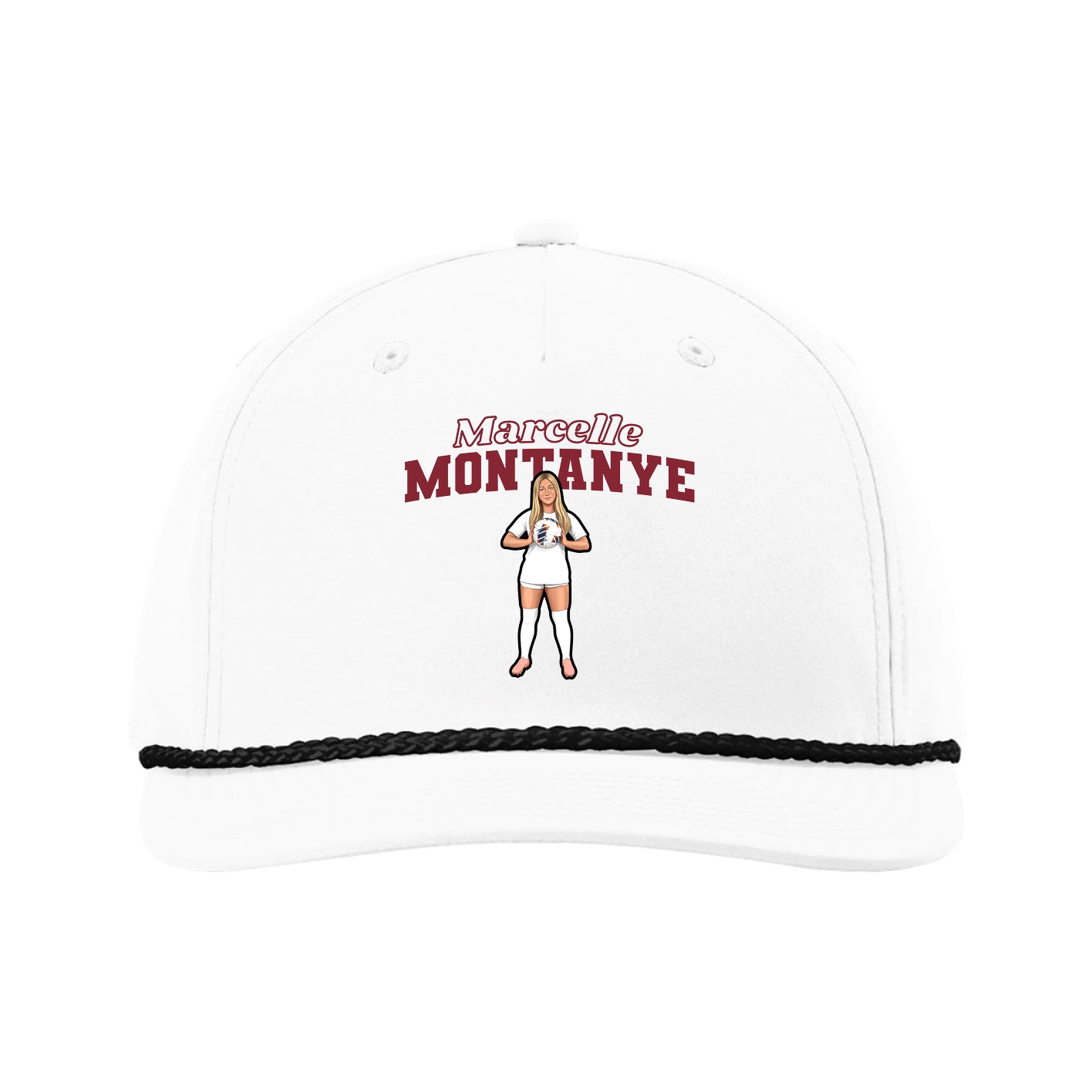 Five-Panel Classic Rope Cap — Name Arch in White