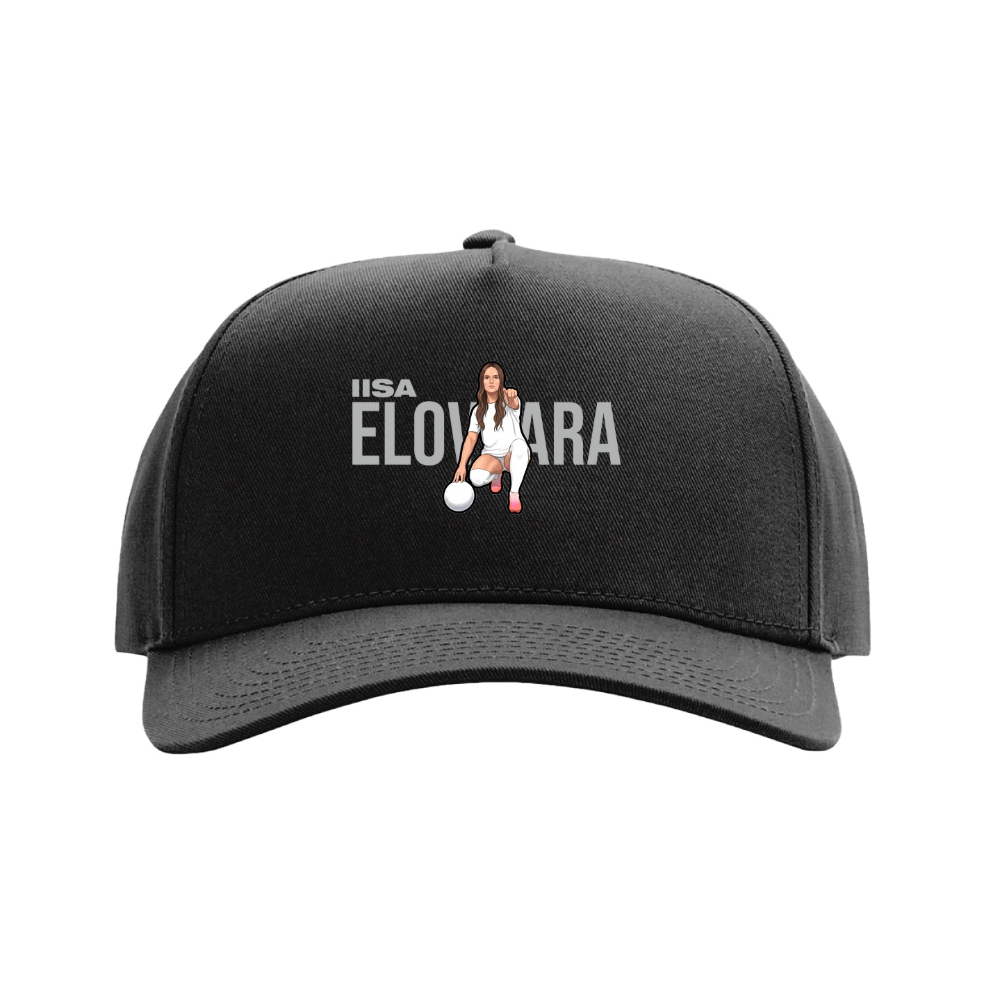 Full Fabric Five-Panel Champ Cap — Player Name in Black