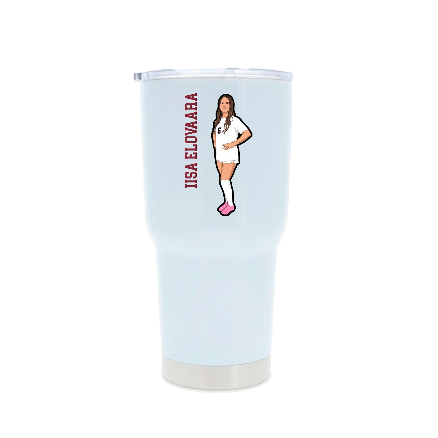 30oz Stainless Steel Tumbler — Name Vertical in White