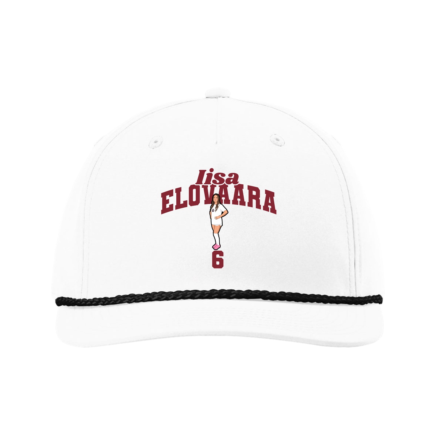 Five-Panel Classic Rope Cap — Signature Arch in White