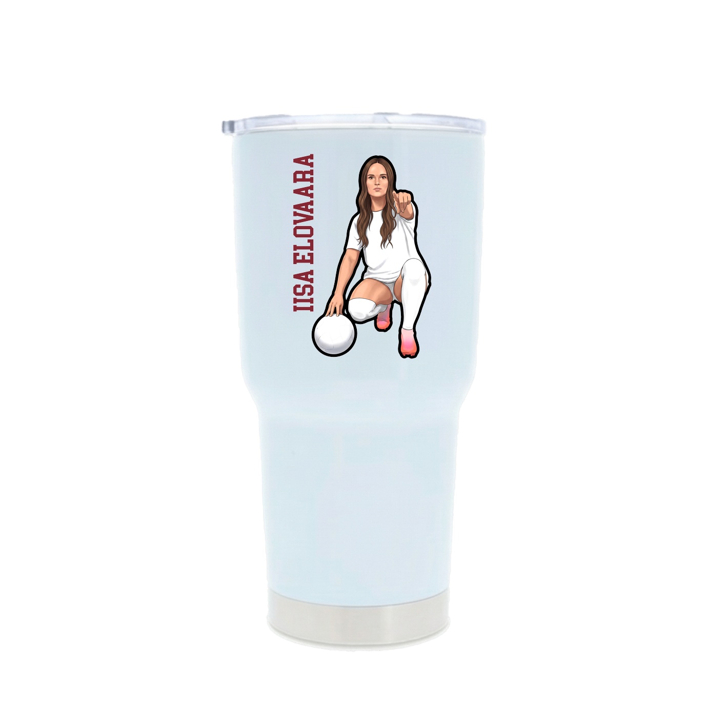 30oz Stainless Steel Tumbler — Name Vertical in White