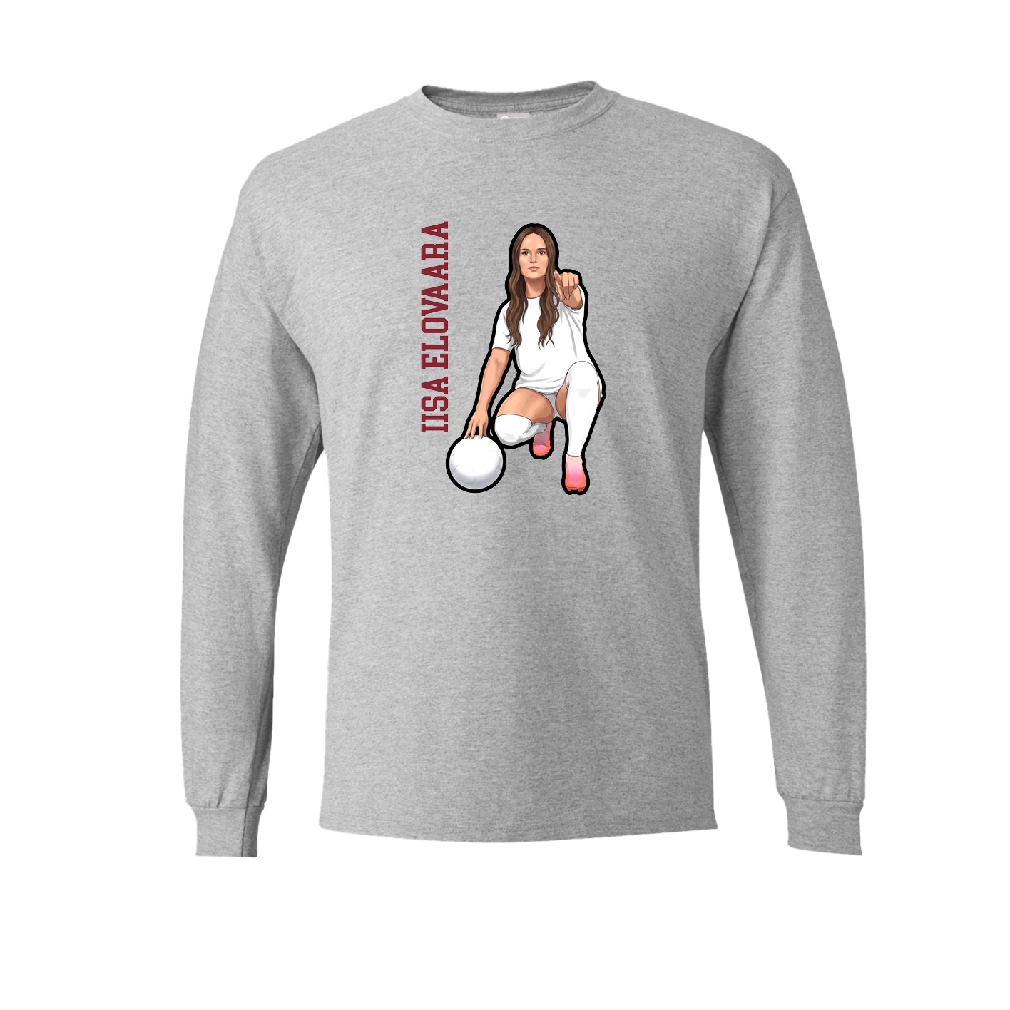 Long Sleeve Tee — Name Vertical in Grey