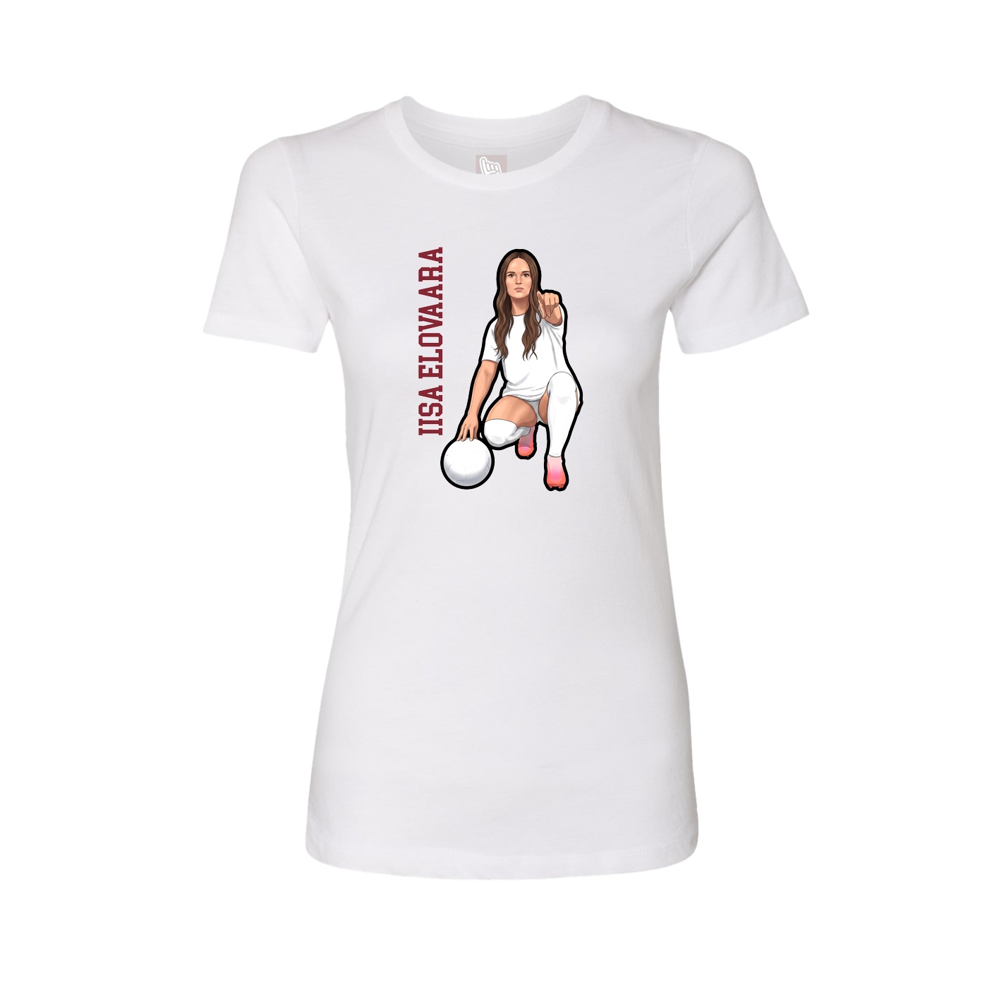 Fitted Women's Tee — Name Vertical in White