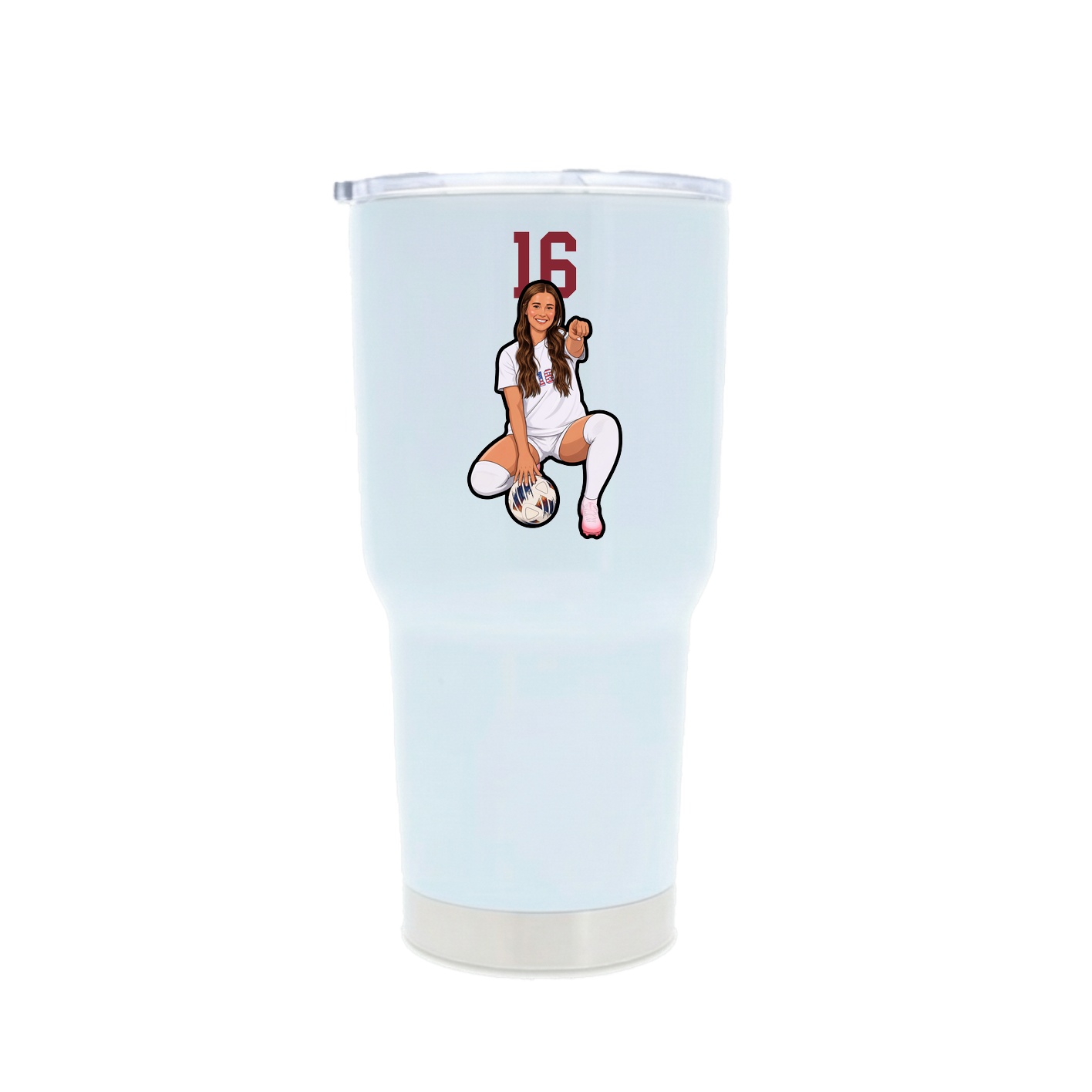 30oz Stainless Steel Tumbler — Number Top in White