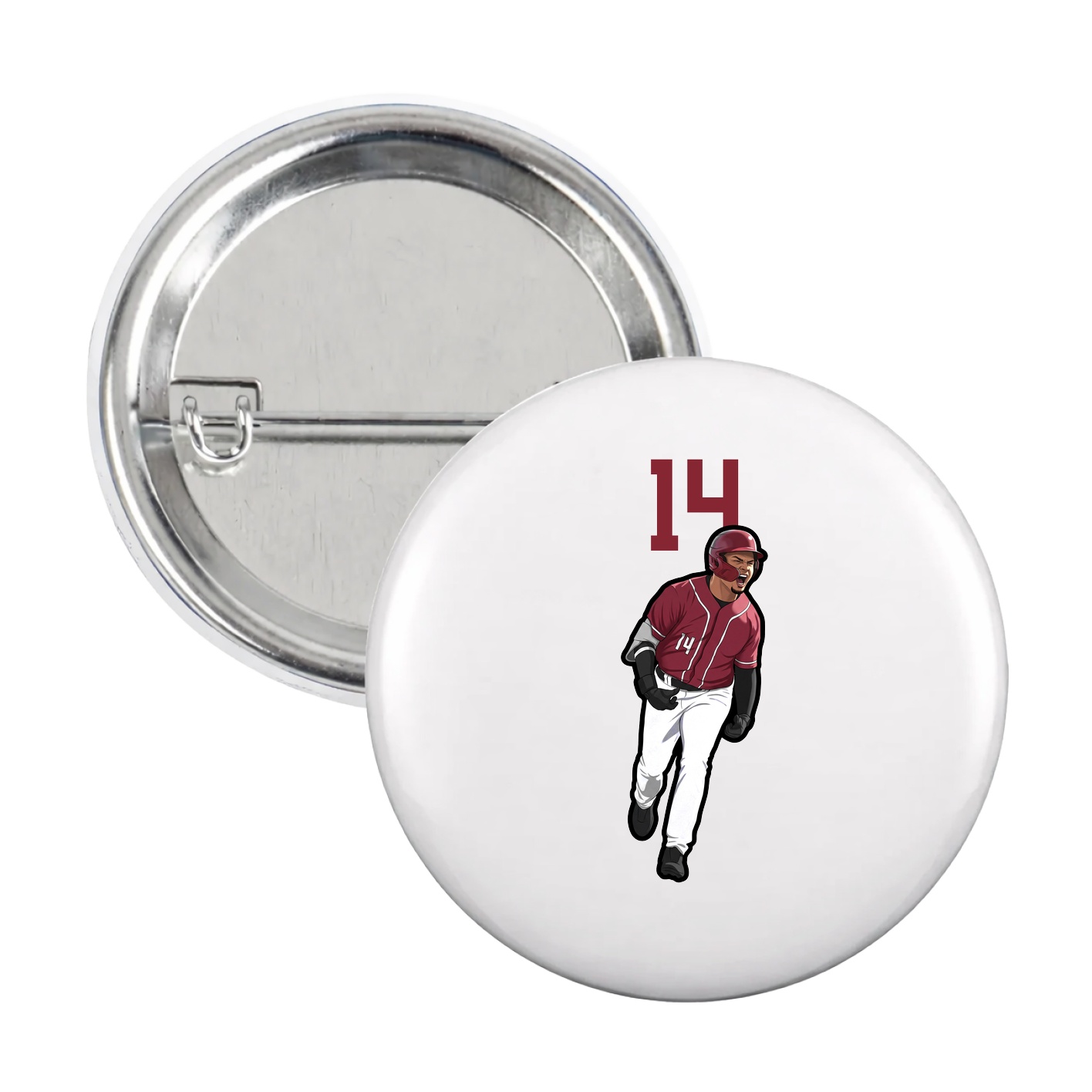 Game Day Button — Number Top in White