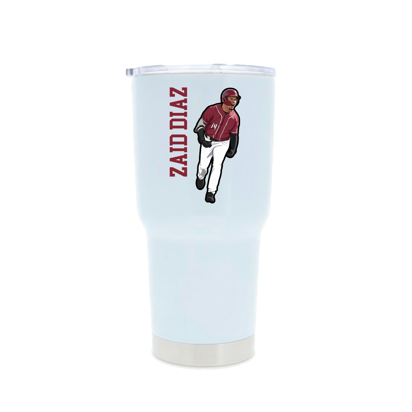 30oz Stainless Steel Tumbler — Name Vertical in White