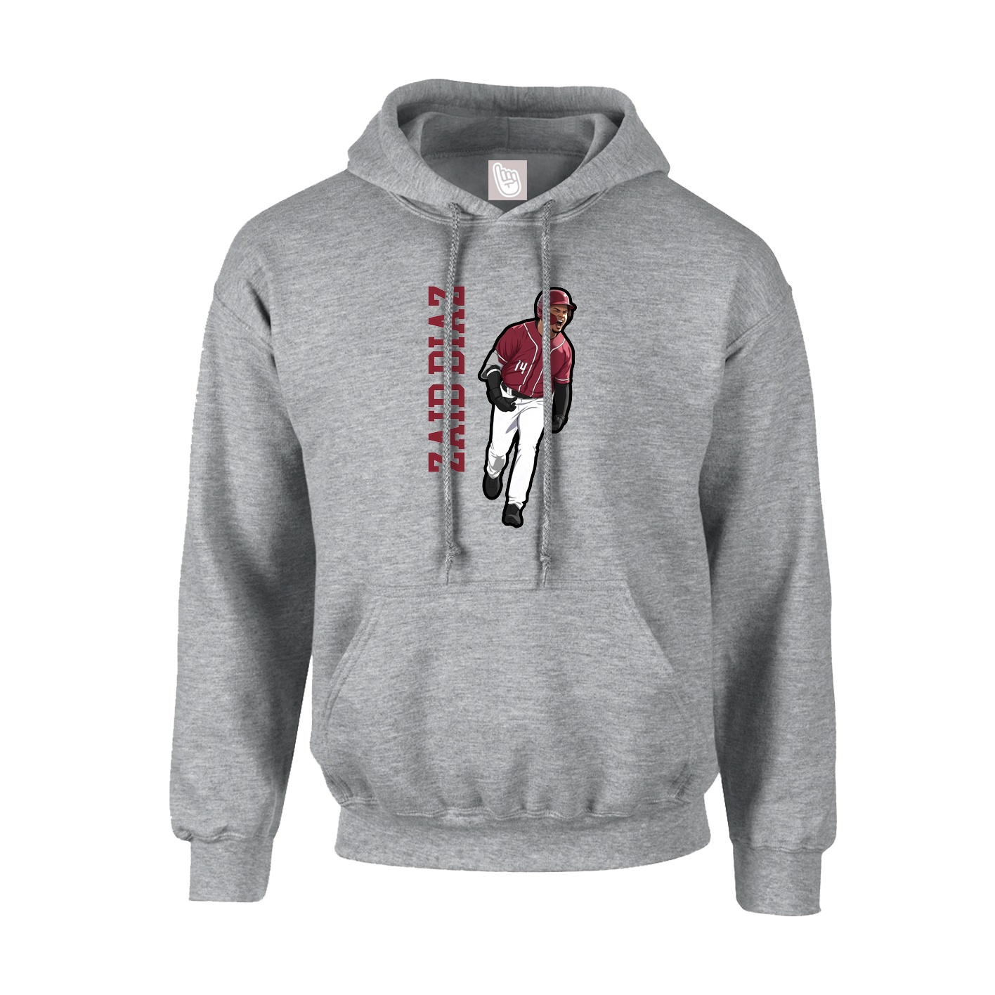 Youth Hoodie — Name Vertical in Grey