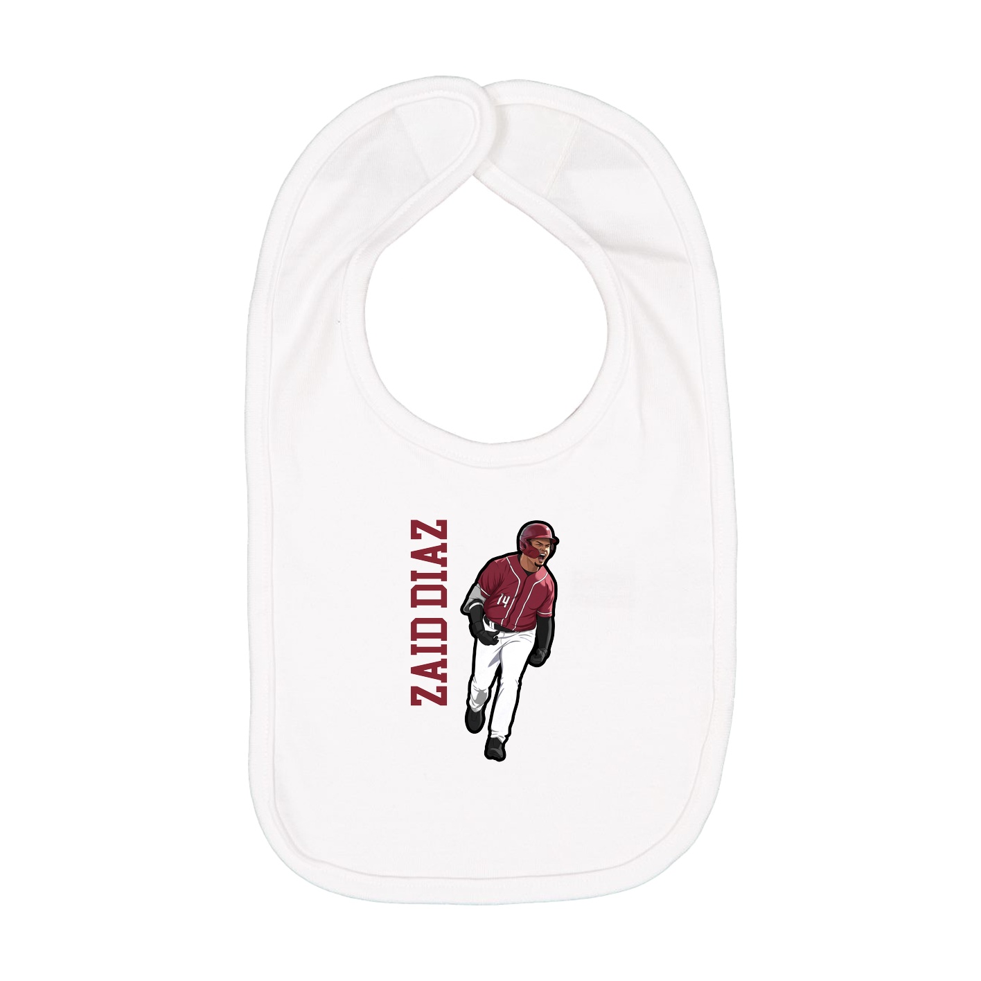 Infant Bib — Name Vertical in White