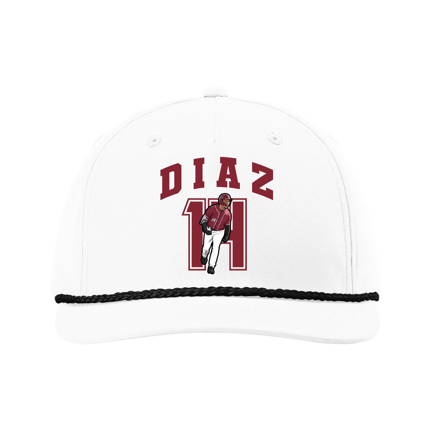 Five-Panel Classic Rope Cap — Number in White