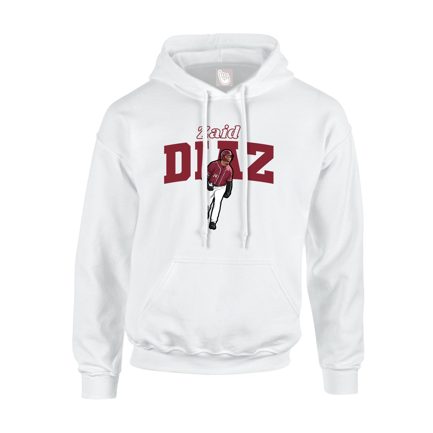 Youth Hoodie — Name Arch in White