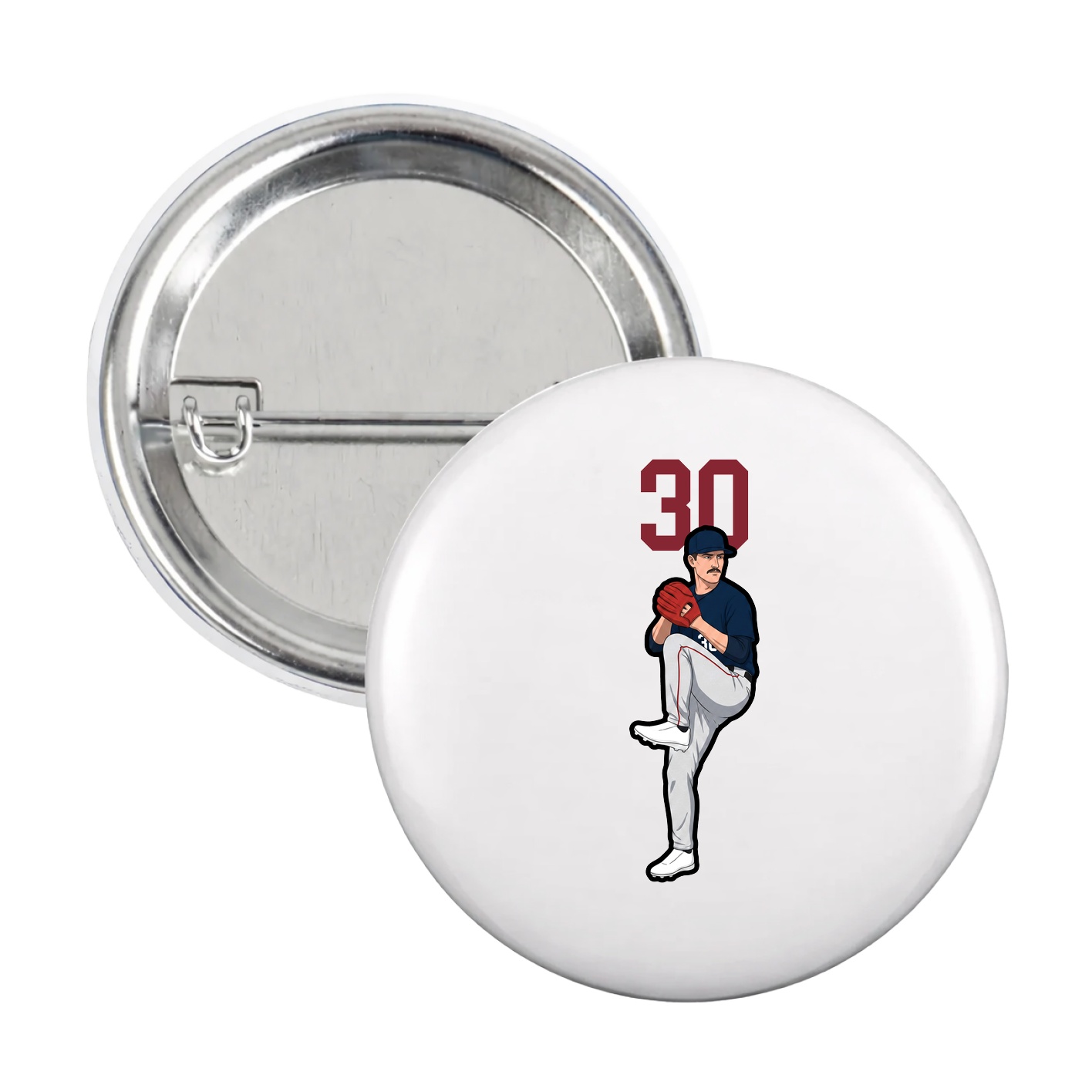 Game Day Button — Number Top in White