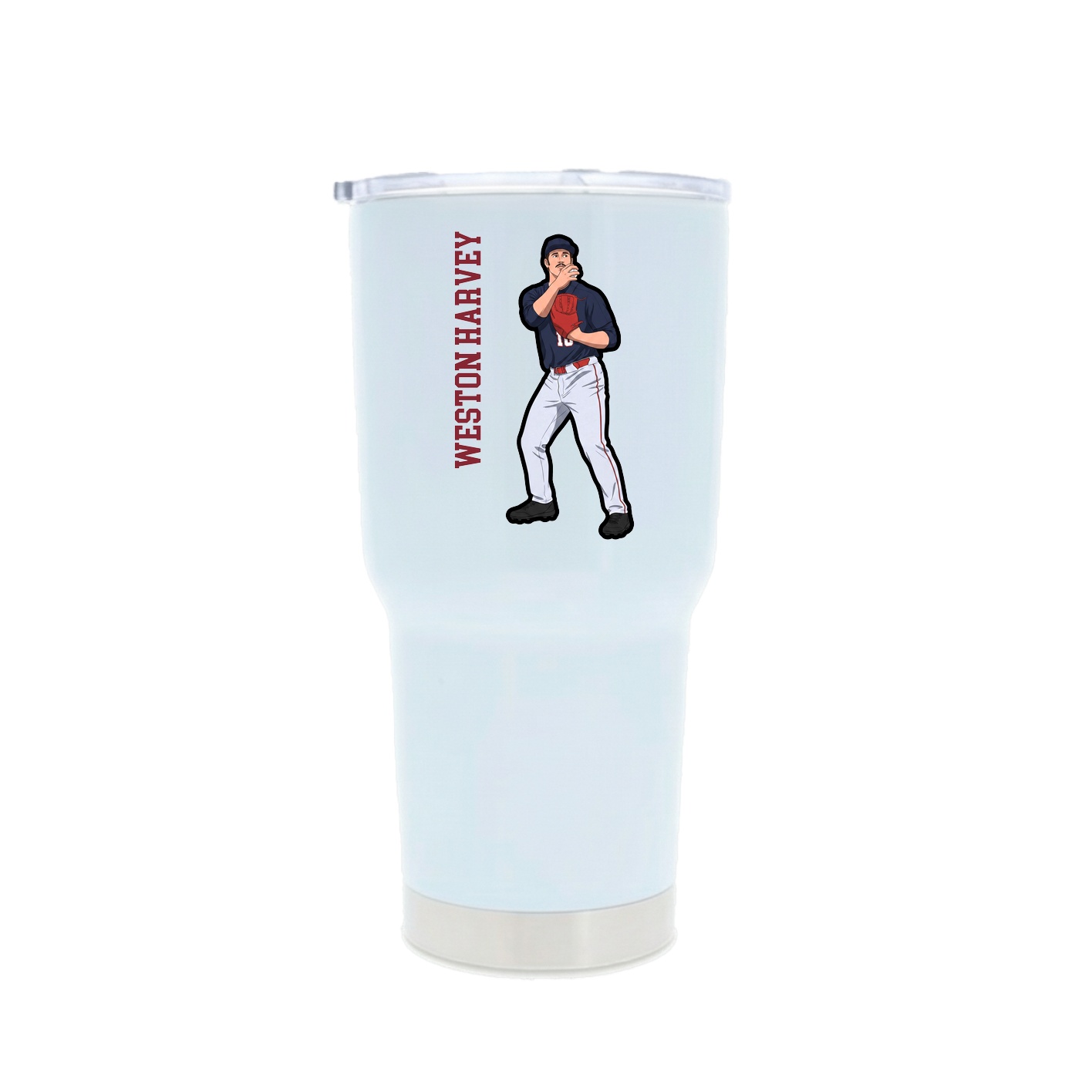 30oz Stainless Steel Tumbler — Name Vertical in White