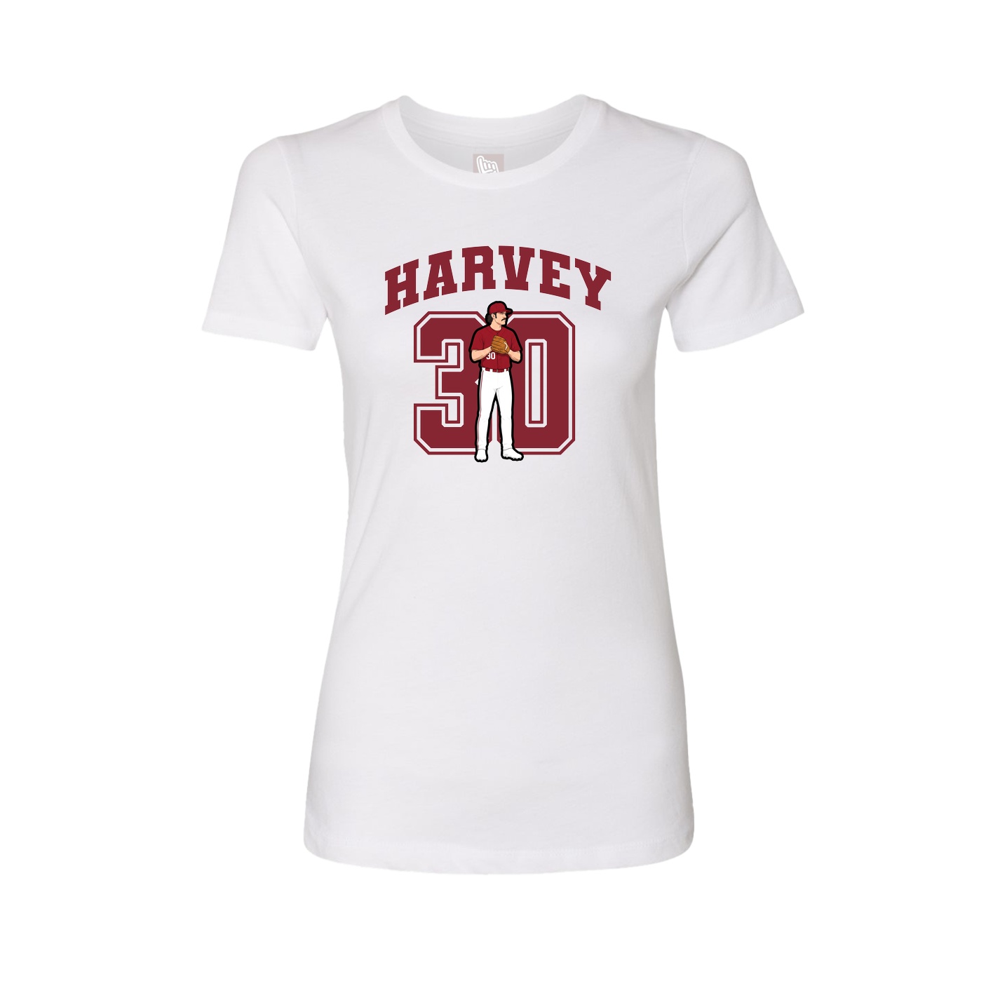 Fitted Women's Tee — Number in White