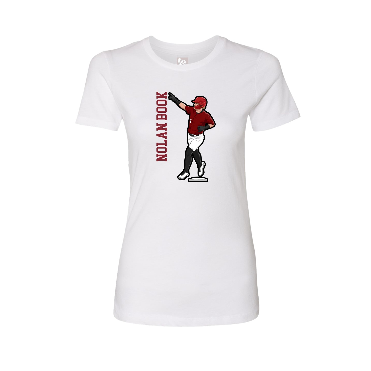 Fitted Women's Tee — Name Vertical in White