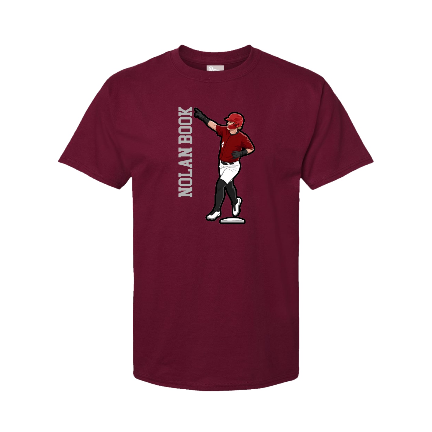 Youth Tee — Name Vertical in Cardinal