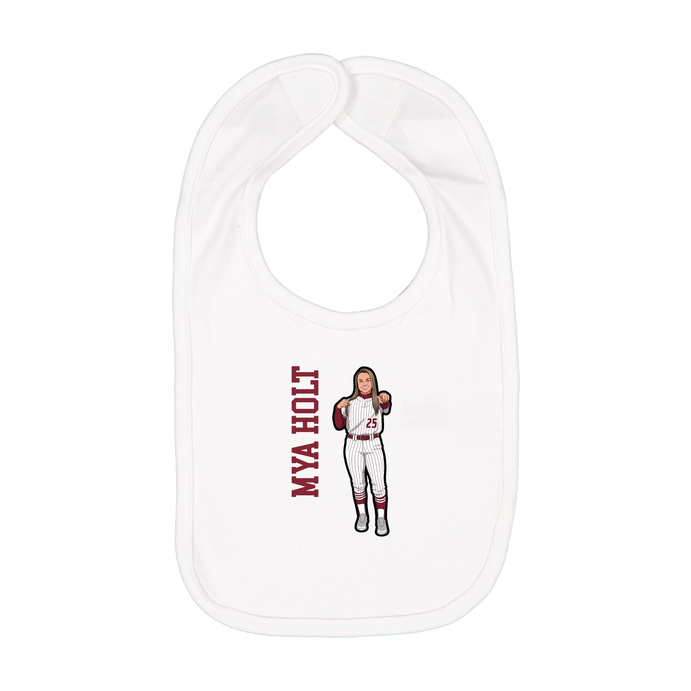 Infant Bib — Name Vertical in White