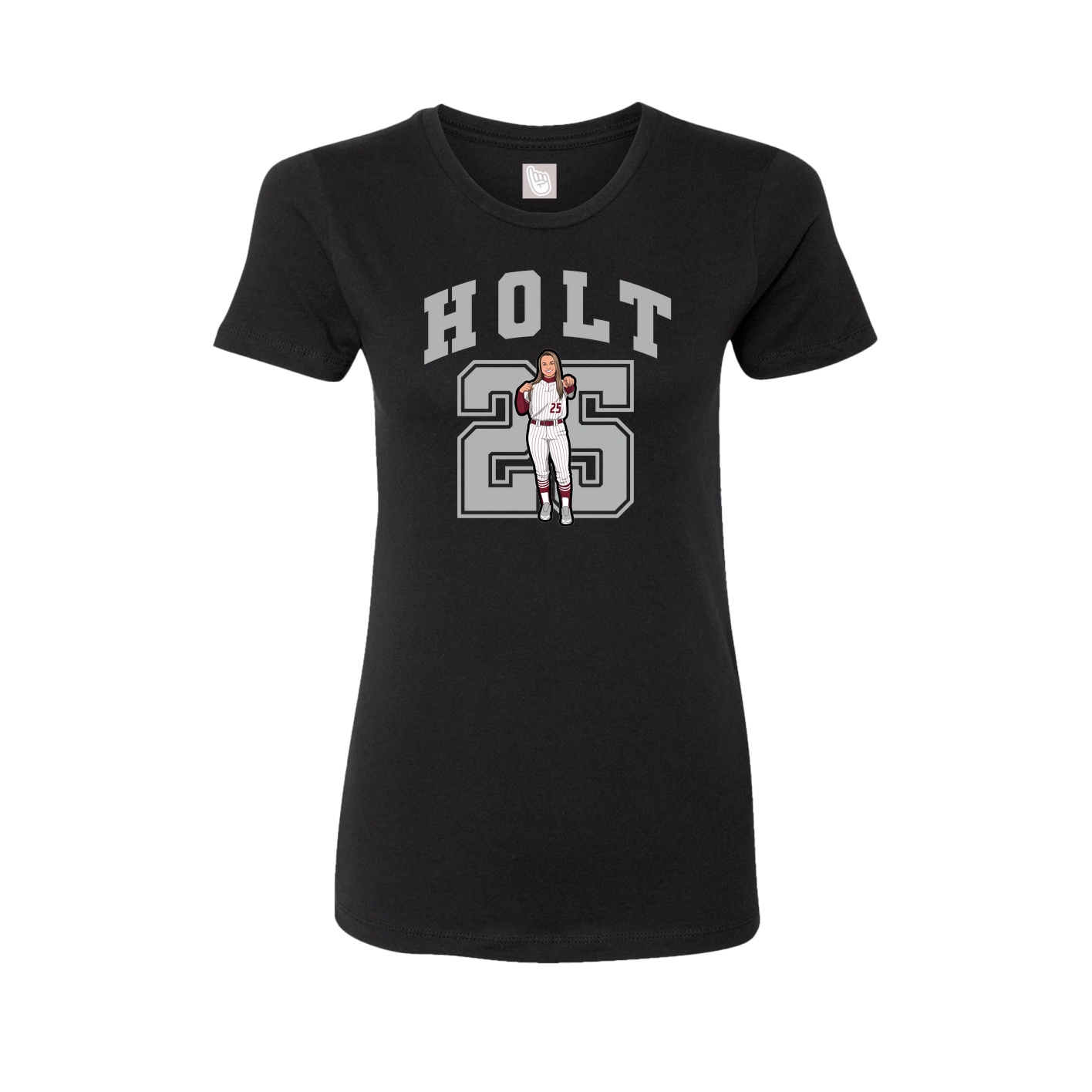Fitted Women's Tee — Number in Black