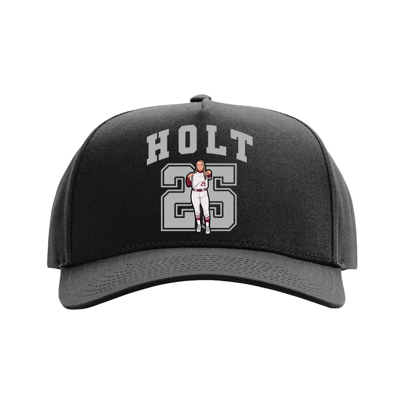 Full Fabric Five-Panel Champ Cap — Number in Black
