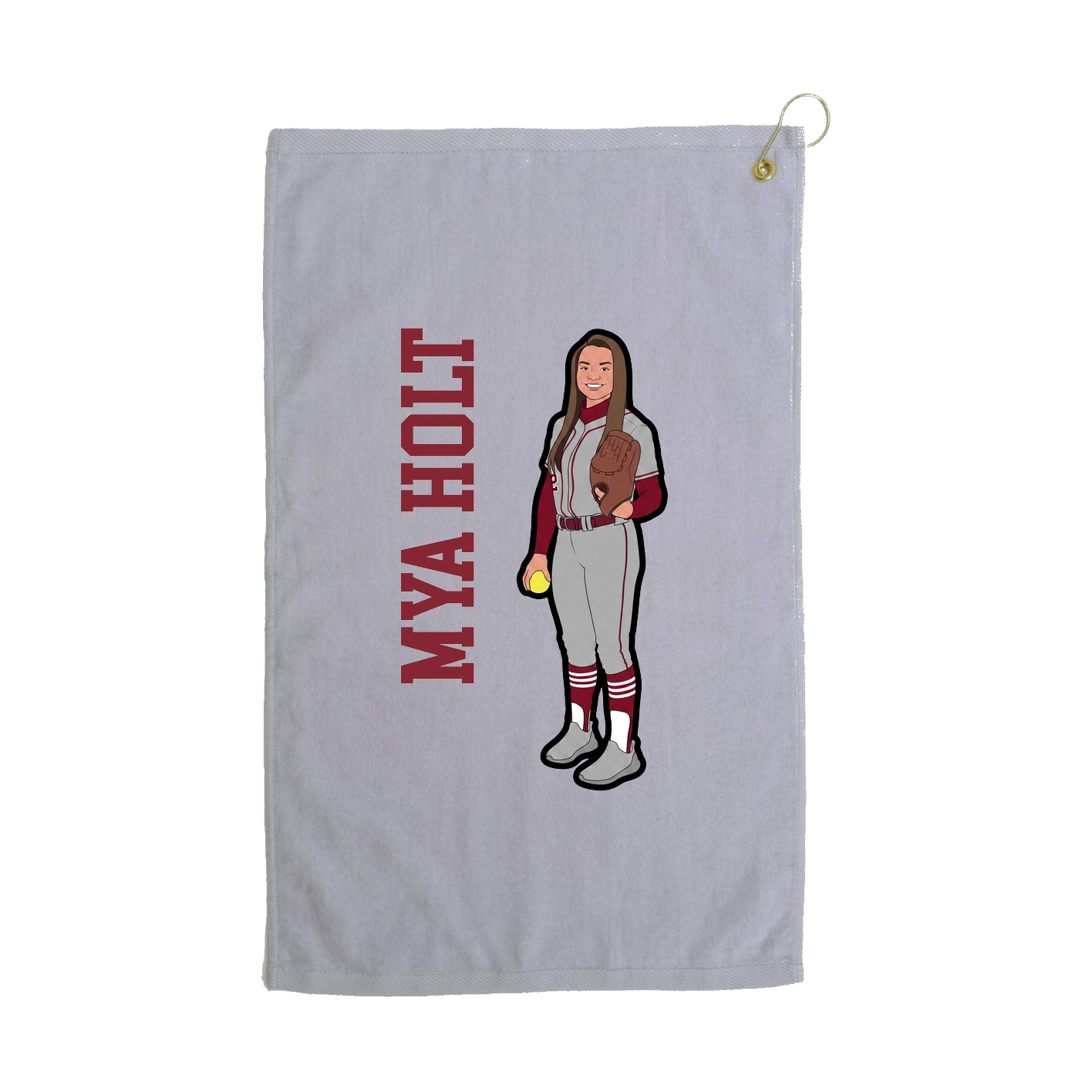 Golf Towel — Name Vertical in Grey