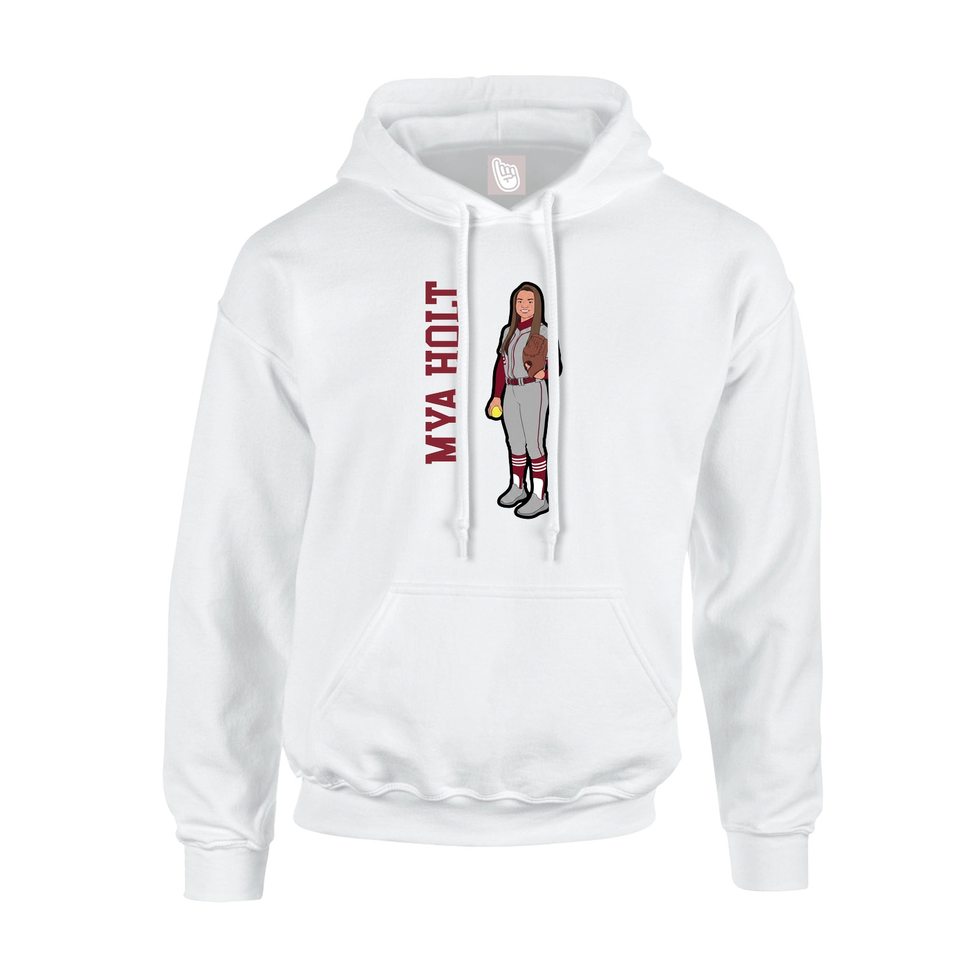 Youth Hoodie — Name Vertical in White