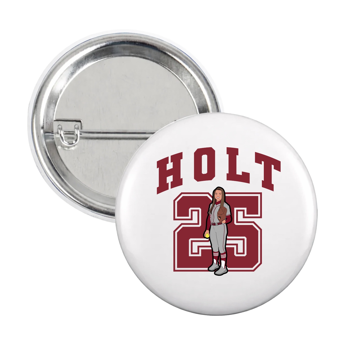 Game Day Button — Number in White
