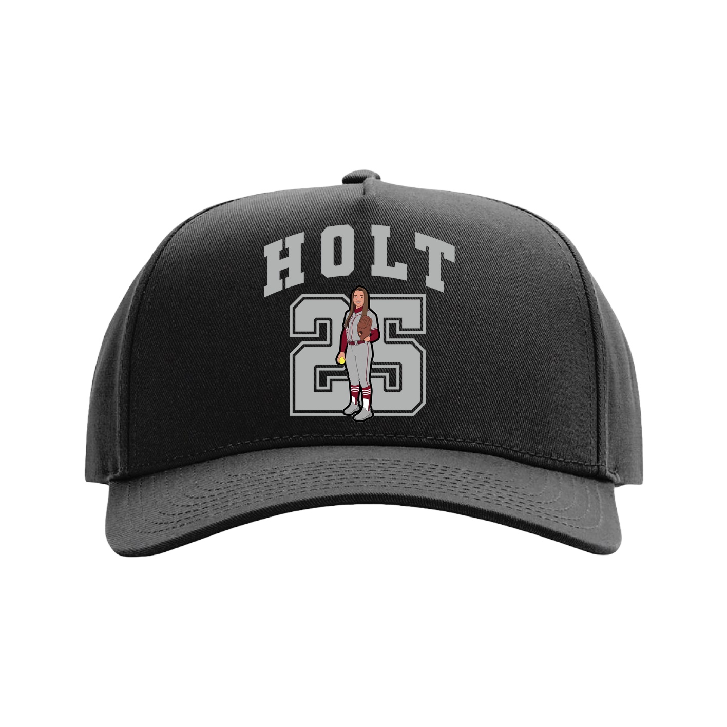 Full Fabric Five-Panel Champ Cap — Number in Black