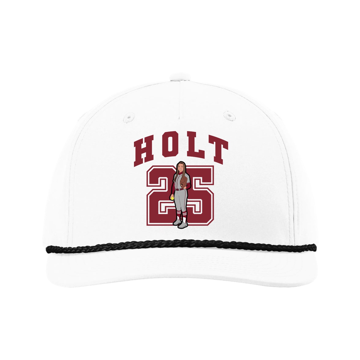 Five-Panel Classic Rope Cap — Number in White