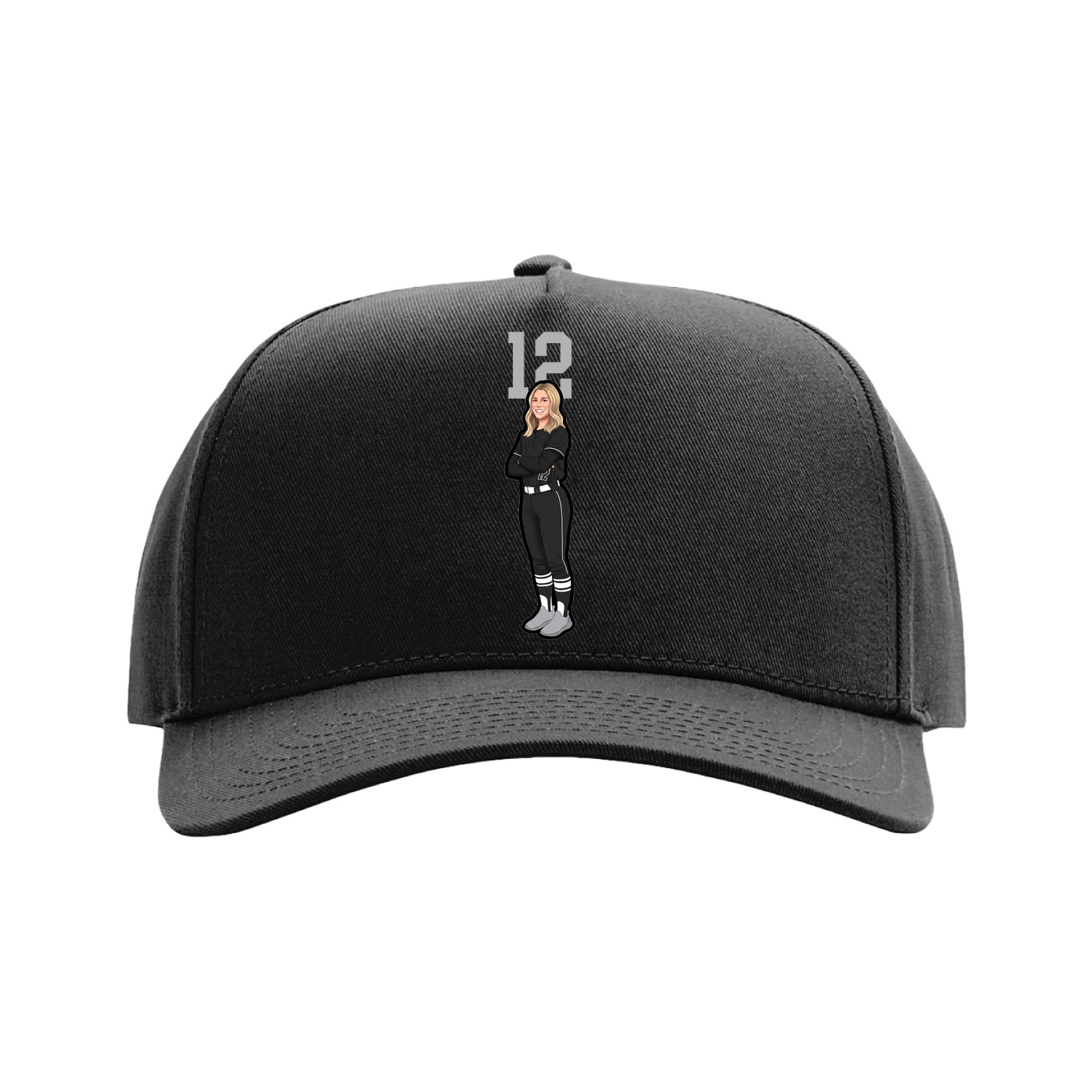 Full Fabric Five-Panel Champ Cap — Number Top in Black