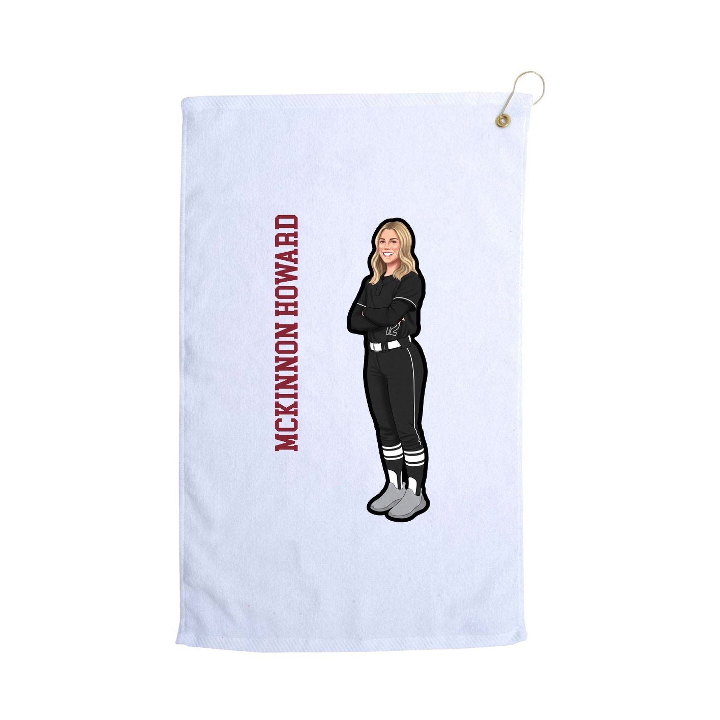 Golf Towel — Name Vertical in White