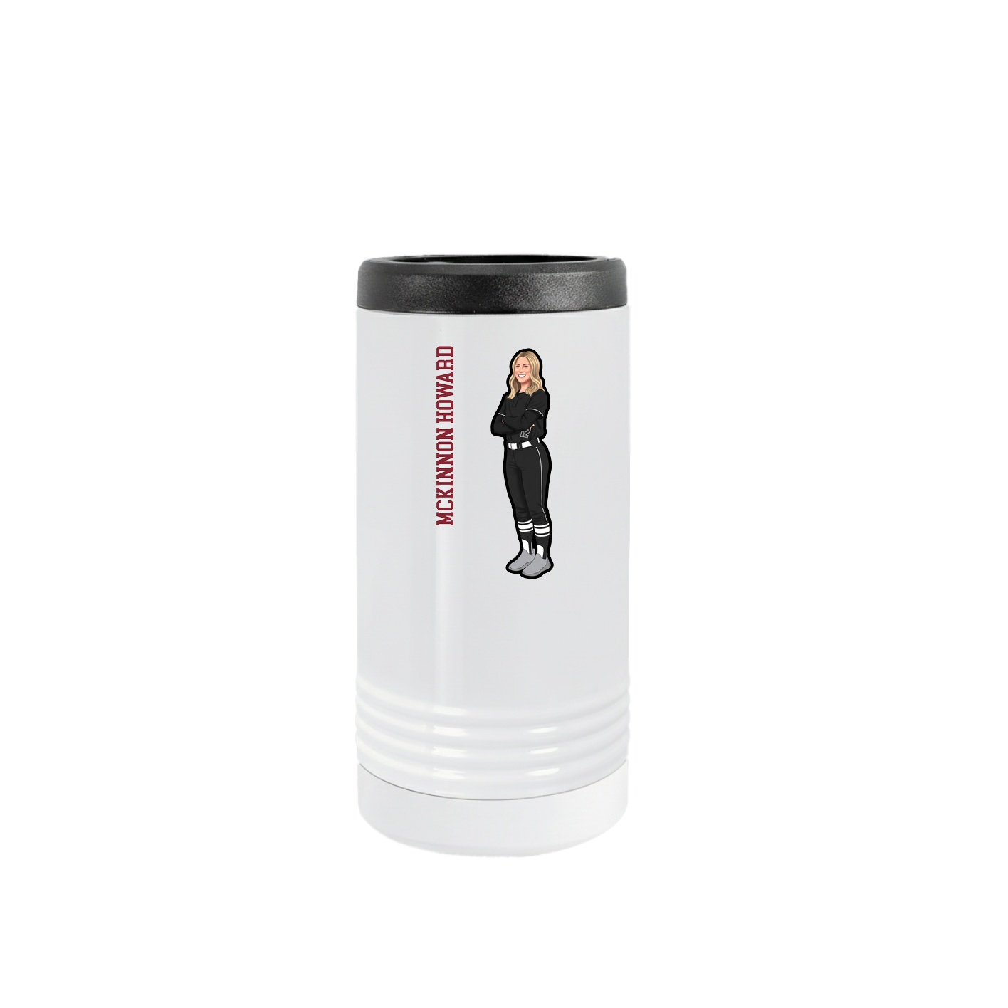 Slim Beverage Holder — Name Vertical in White